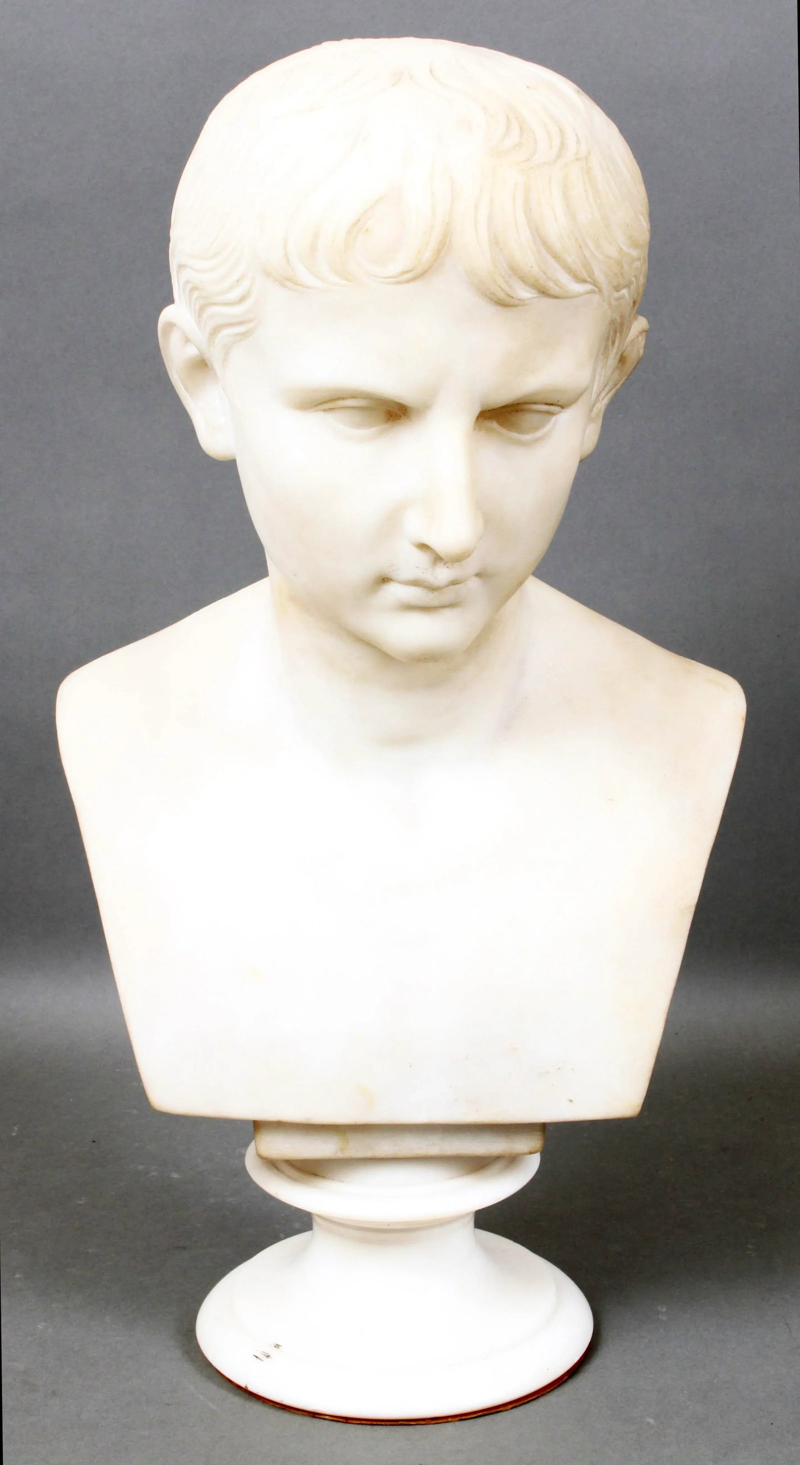 Italian Grand Tour White Marble Bust of Augustus Caesar - 5