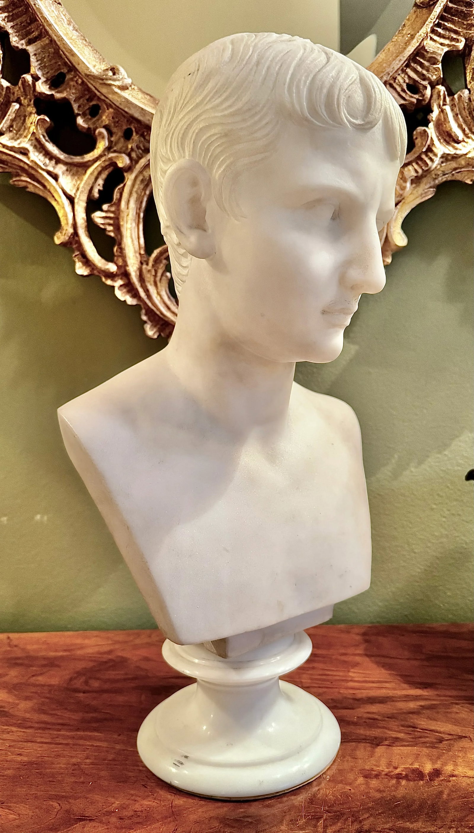 Italian Grand Tour White Marble Bust of Augustus Caesar - 6