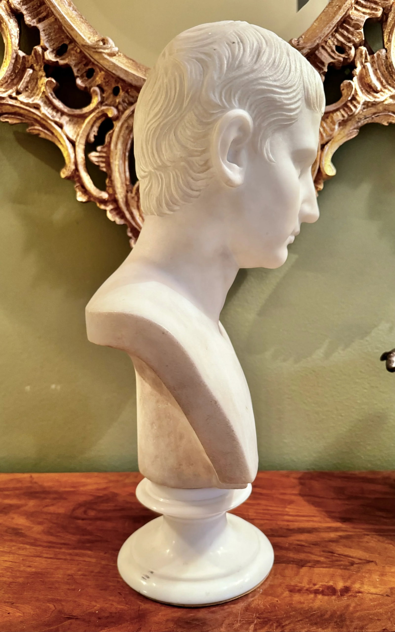 Italian Grand Tour White Marble Bust of Augustus Caesar - 7