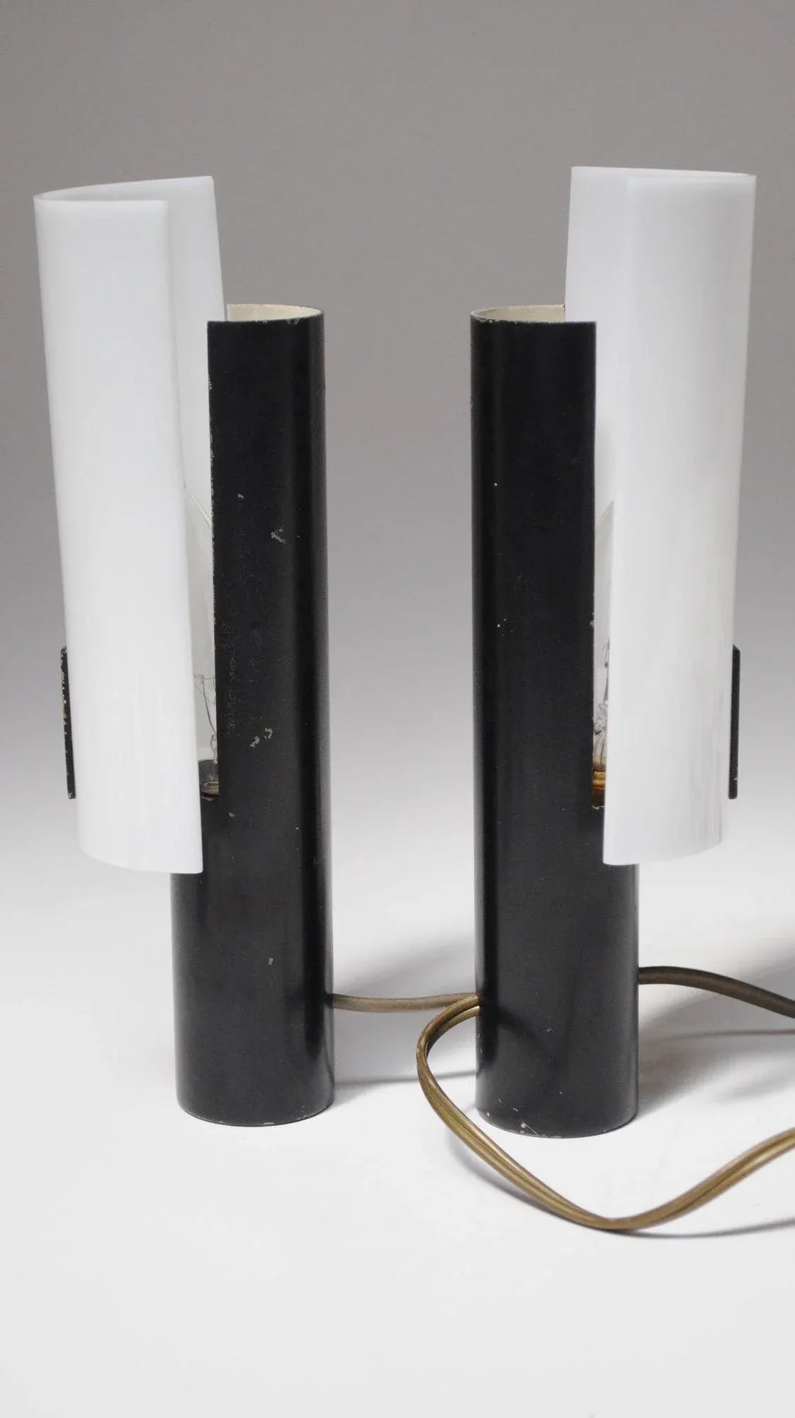 Pair of Vintage Italian Acrylic and Metal Wall Scones/Table Lamps by Stilux - 4