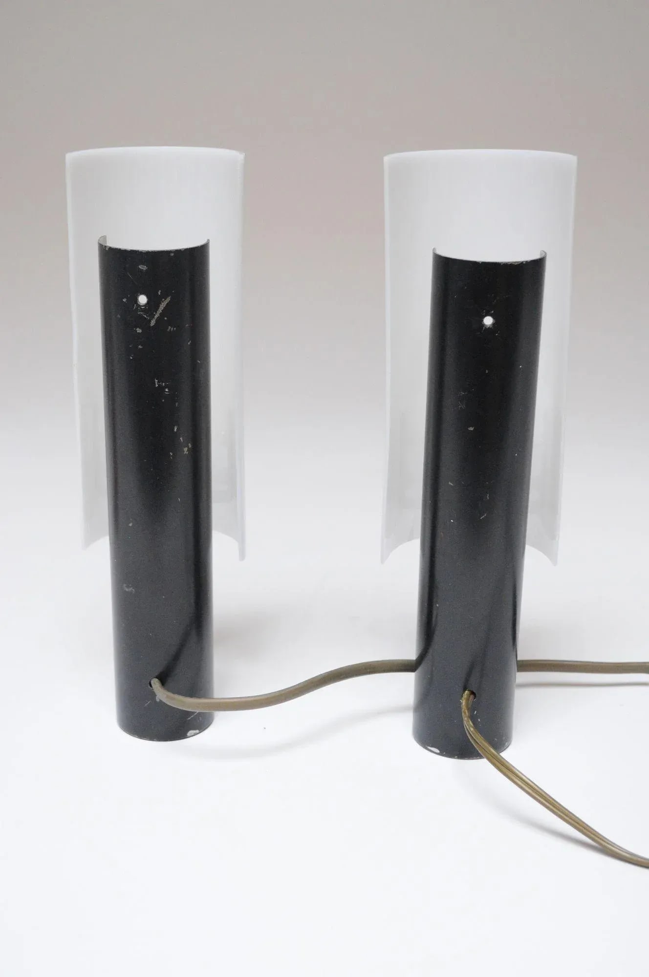 Pair of Vintage Italian Acrylic and Metal Wall Scones/Table Lamps by Stilux - 5