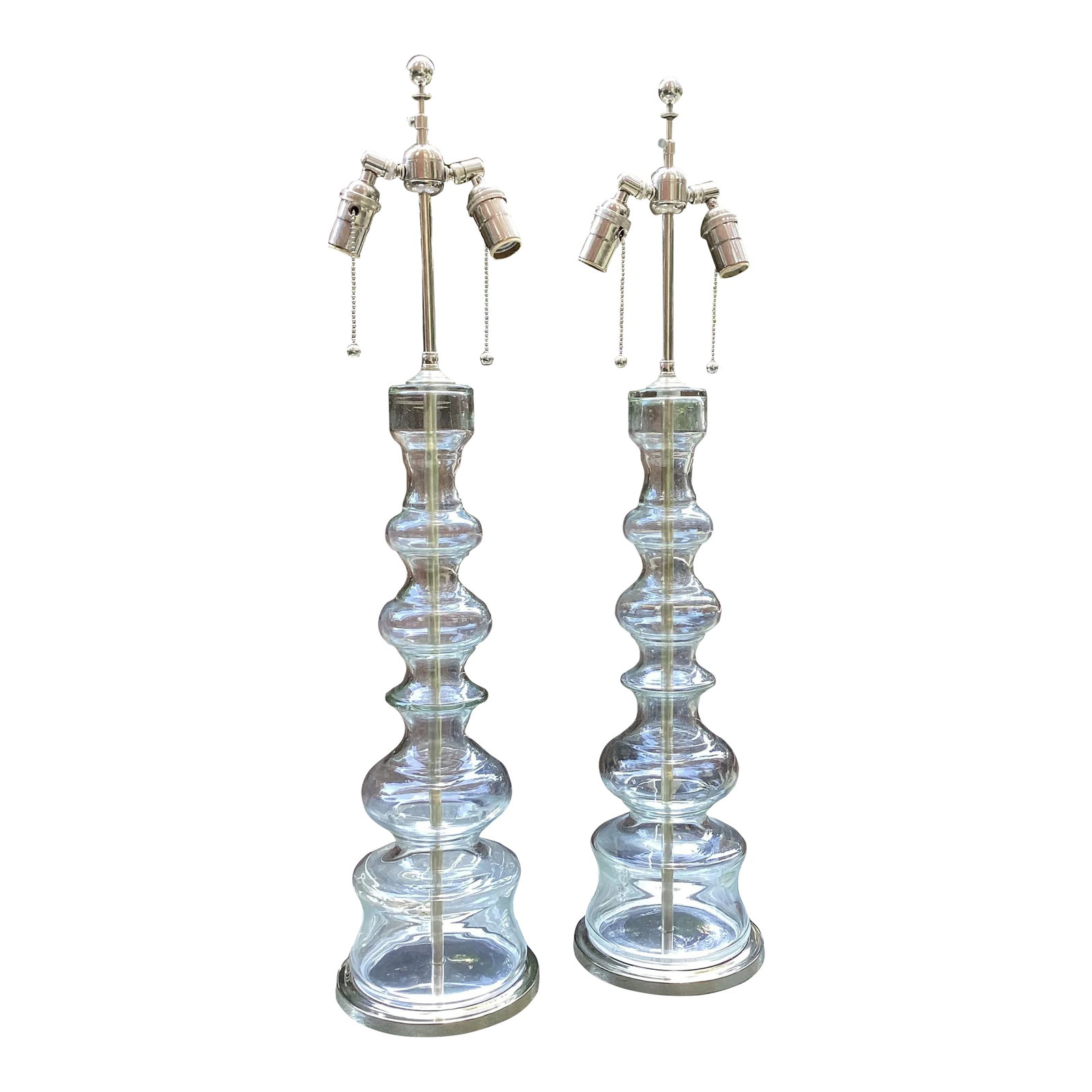Pair of 1970s Glass Baluster Lamps by Pierre Cardin for Laurel Lamp Company, Unmarked (1 of 10)