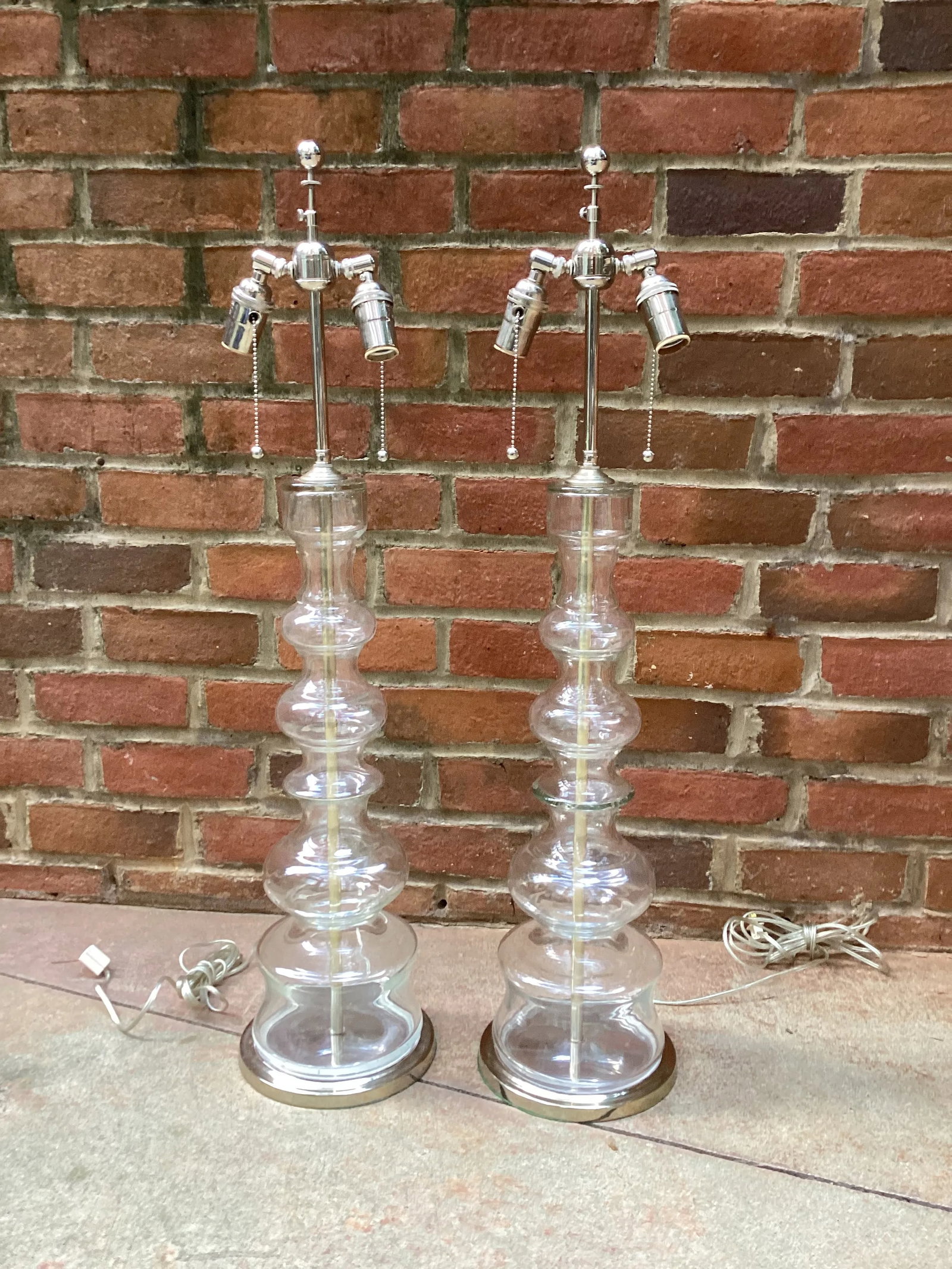 Pair of 1970s Glass Baluster Lamps by Pierre Cardin for Laurel Lamp Company, Unmarked - 2