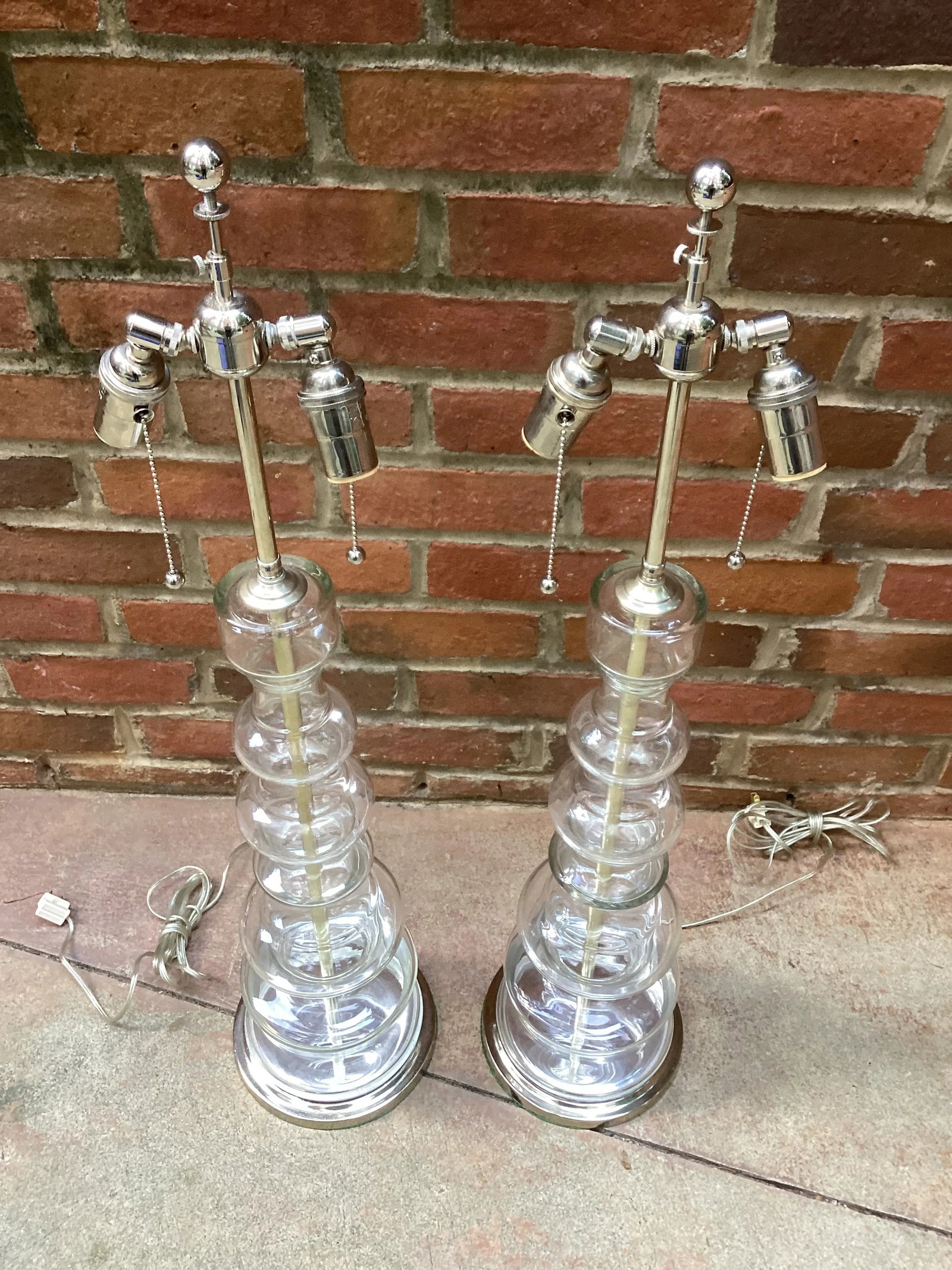 Pair of 1970s Glass Baluster Lamps by Pierre Cardin for Laurel Lamp Company, Unmarked - 3