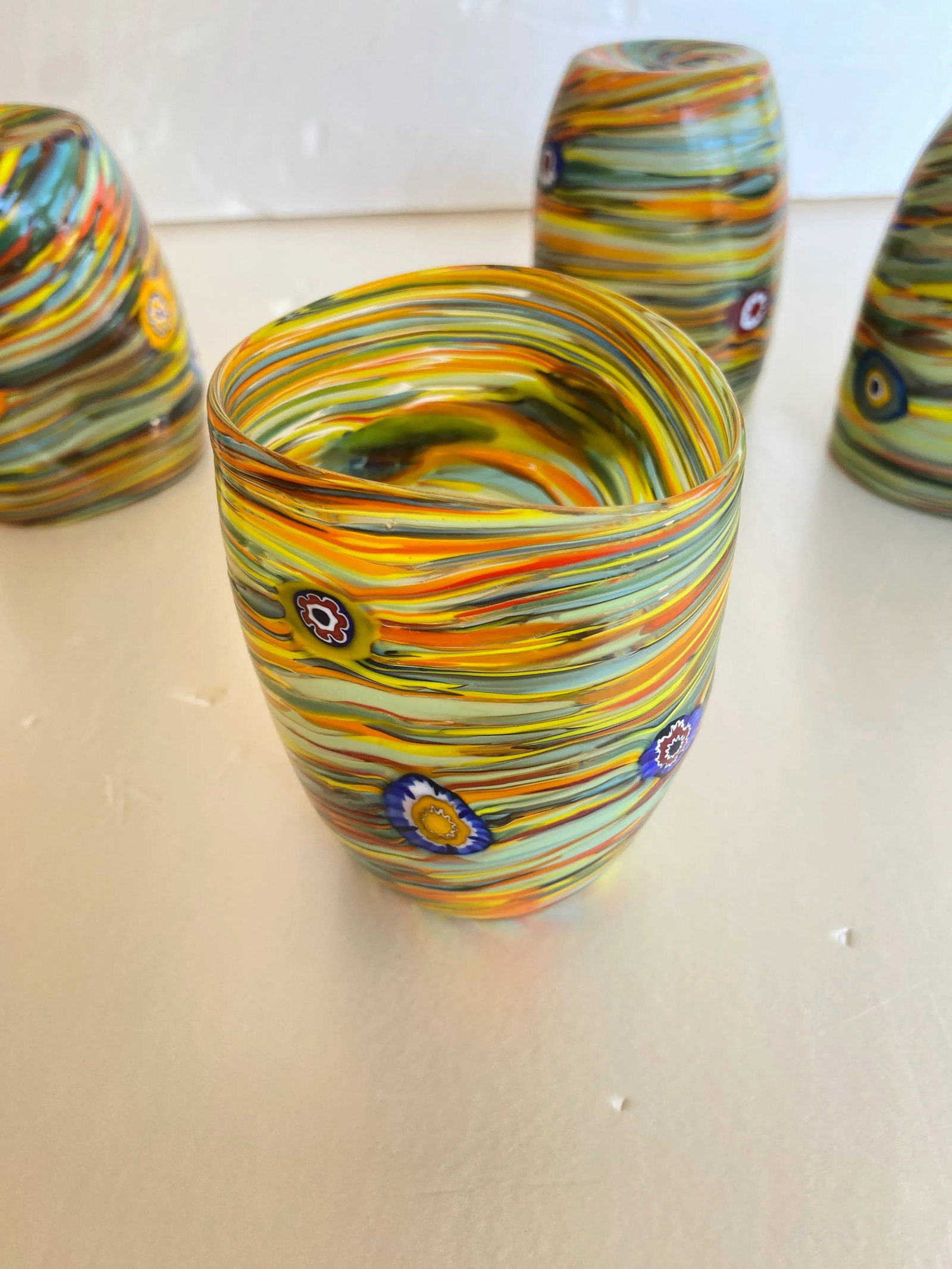 Multicolor Rods and Murrine Glasses Attributed to Murano- Set of 6 - 3