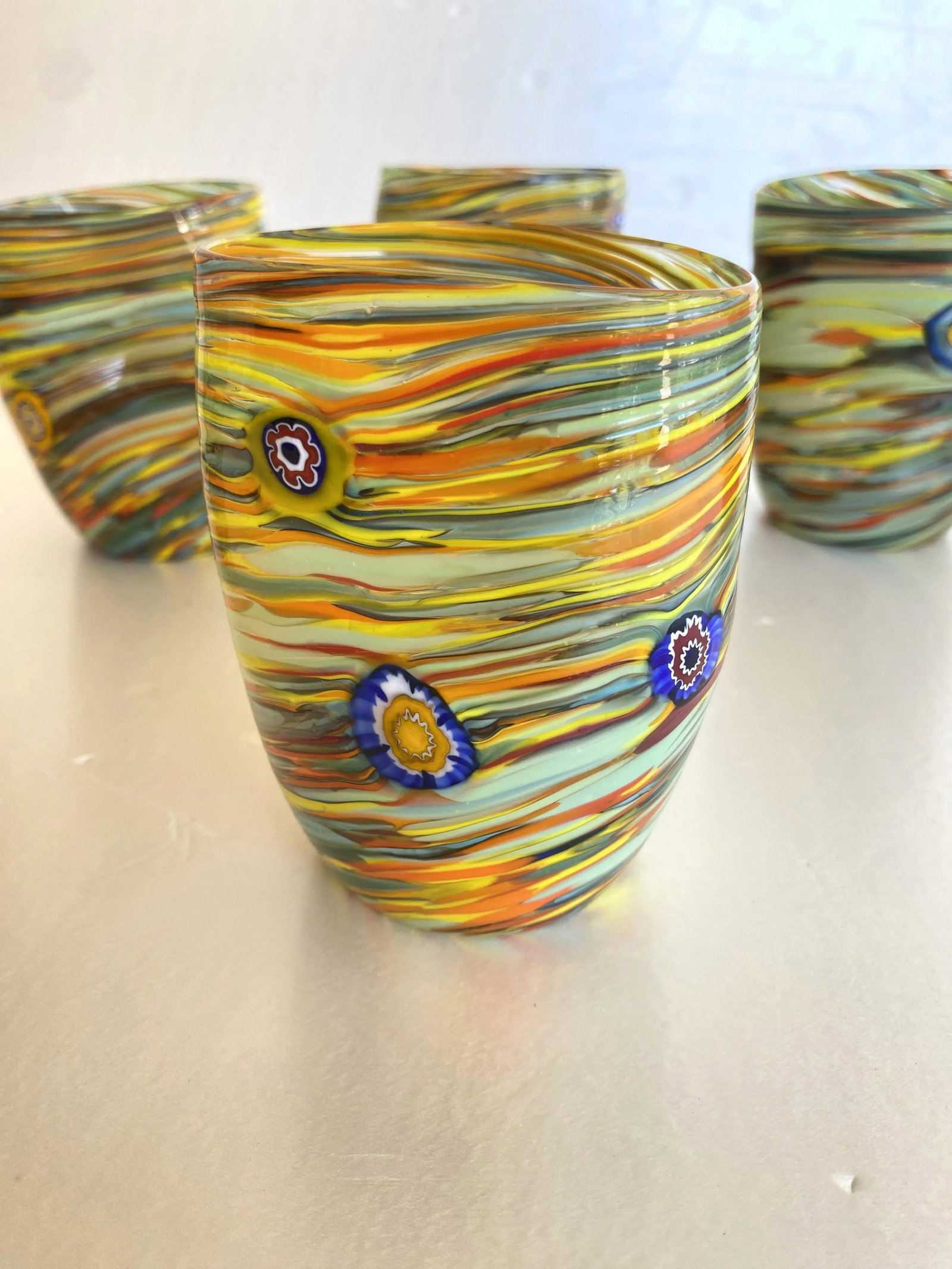 Multicolor Rods and Murrine Glasses Attributed to Murano- Set of 6 - 6