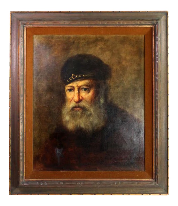 Vintage Dutch Oil Painting "Old Man" Signed by Franz Schoorman: Description on back; "Born in Holland in 1902. He worked for many years with Prof. Bruckner restoring paintings of old masters in various important European galleries and museums. His natural ability 