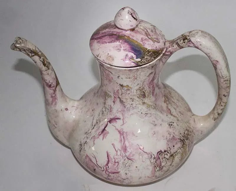 Mid-Century Sascha Brastoff Coffee Pot Creamer & Sugar Pink Surf Ballet - Set of 3 - 3