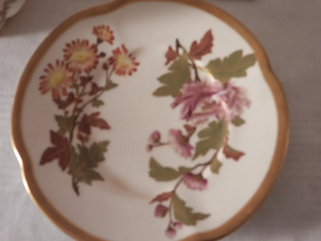 Antique Royal Worcester England Chinoiserie Floral Bisque Biscuit Jar Underplate 1888 - 6