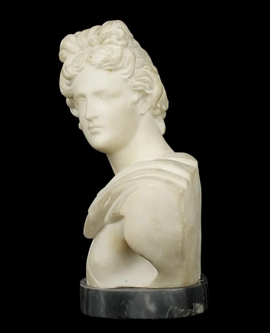 19th Century Italian Grand Tour Carved Marble Bust of Apollo - 3
