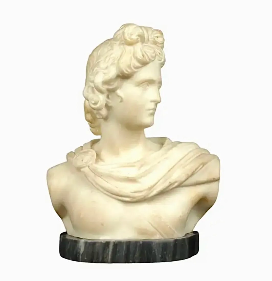 19th Century Italian Grand Tour Carved Marble Bust of Apollo - 7