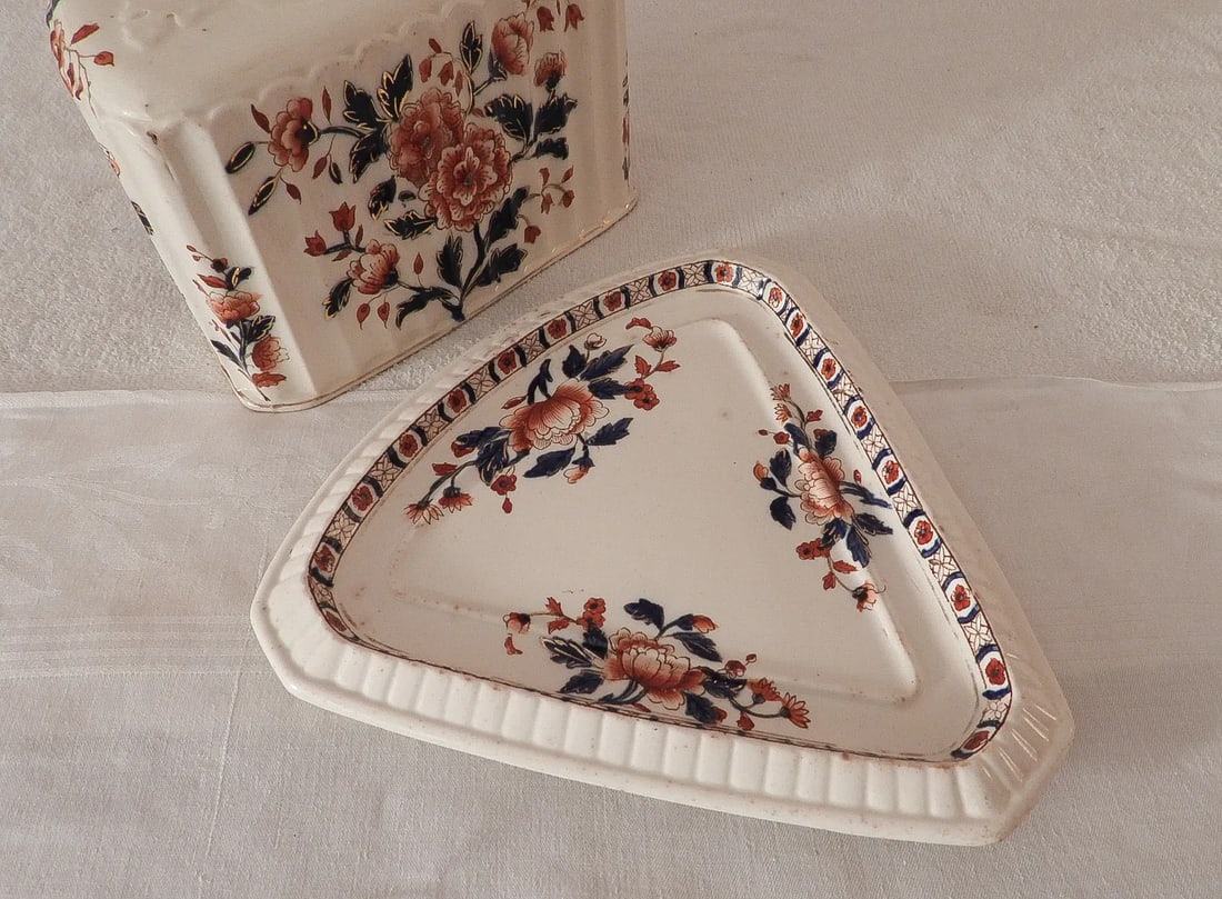 Victorian 1890 English Earthenware Forest Floral Cheese Butter Keeper - 9