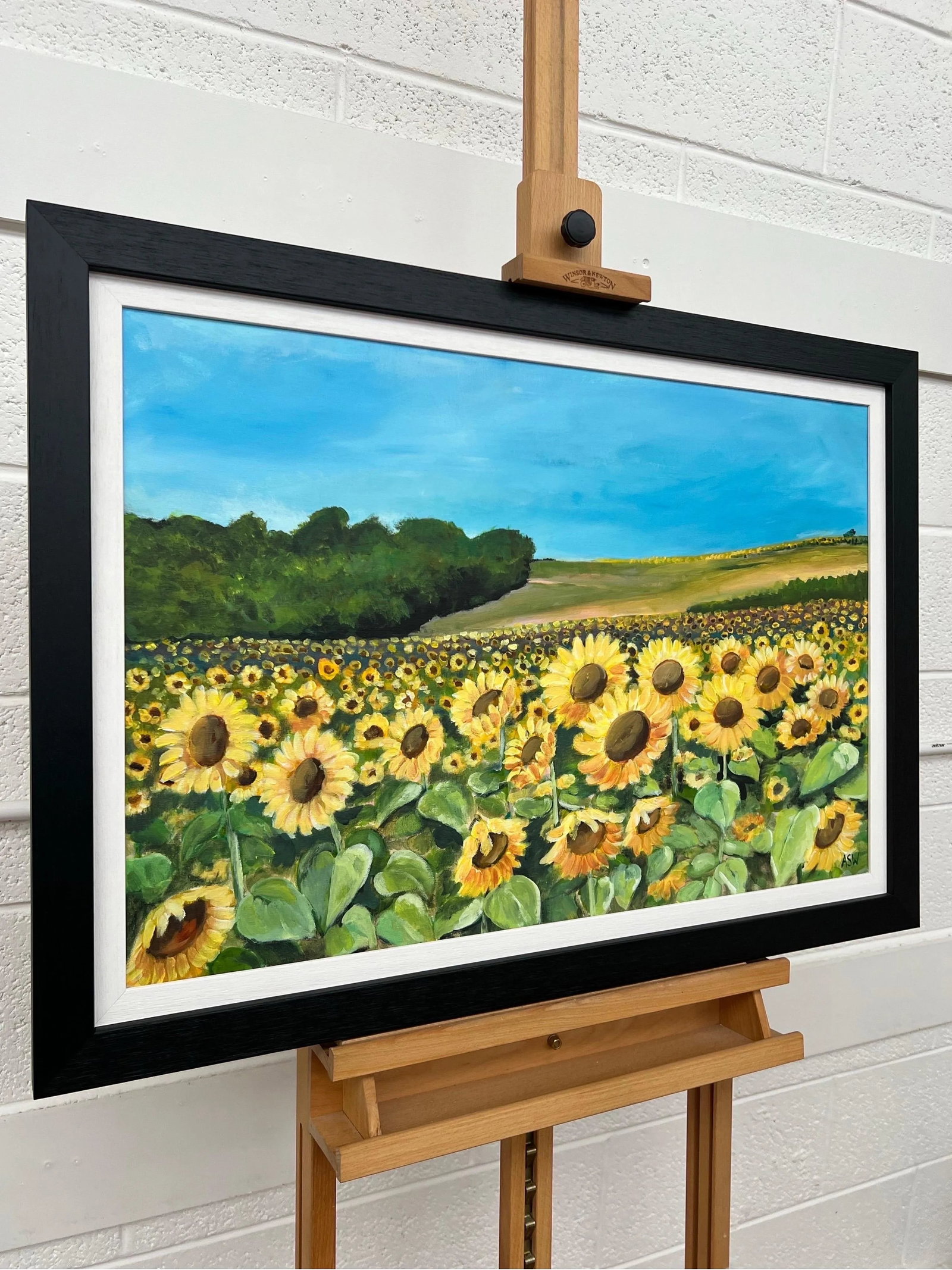 Field of Sunflowers in the Summertime in France by Contemporary British Artist, 2024, Framed - 10