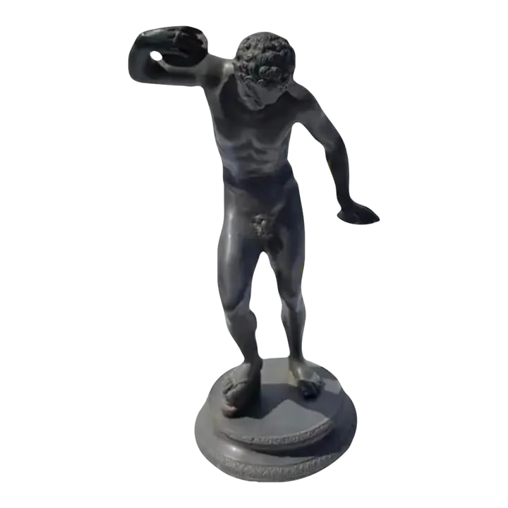 Italian Grand Tour Bronze Sculpture of the Dancing Satyr With Cymbals: 19th Century Grand Tour Bronze Sculpture of The Dancing Satyr With Cymbals. Satyrs are roguish figures from ancient mythology known for their love of wine, music, and mischief. This satyr is depicted