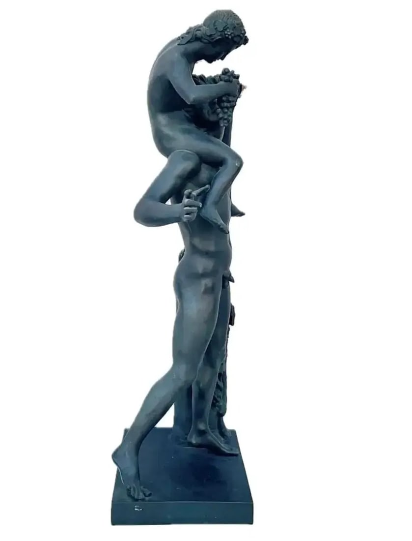 19th Century Grand Tour Bronze Sculpture of Satyr With Infant Dionysus - 4