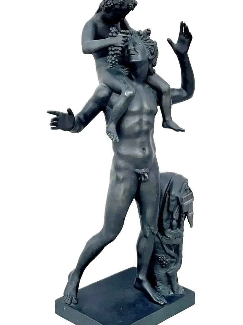 19th Century Grand Tour Bronze Sculpture of Satyr With Infant Dionysus - 6