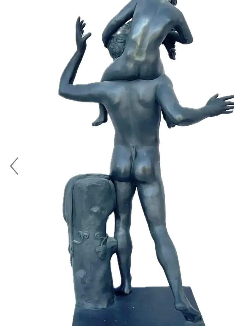 19th Century Grand Tour Bronze Sculpture of Satyr With Infant Dionysus - 7