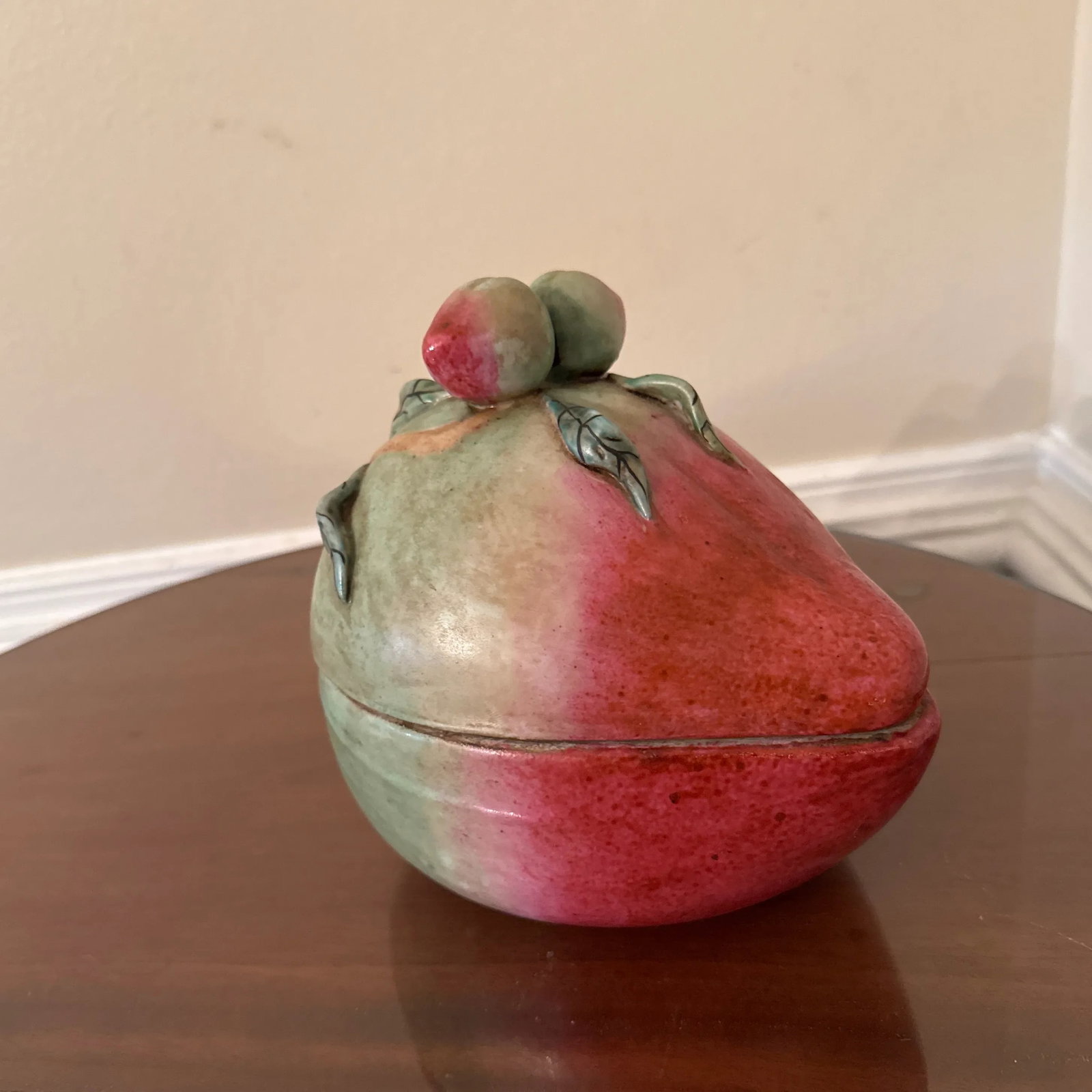 Antique 19th Century Chinese Export Porcelain Altar Temple Fruit Offering Box Mango - 3