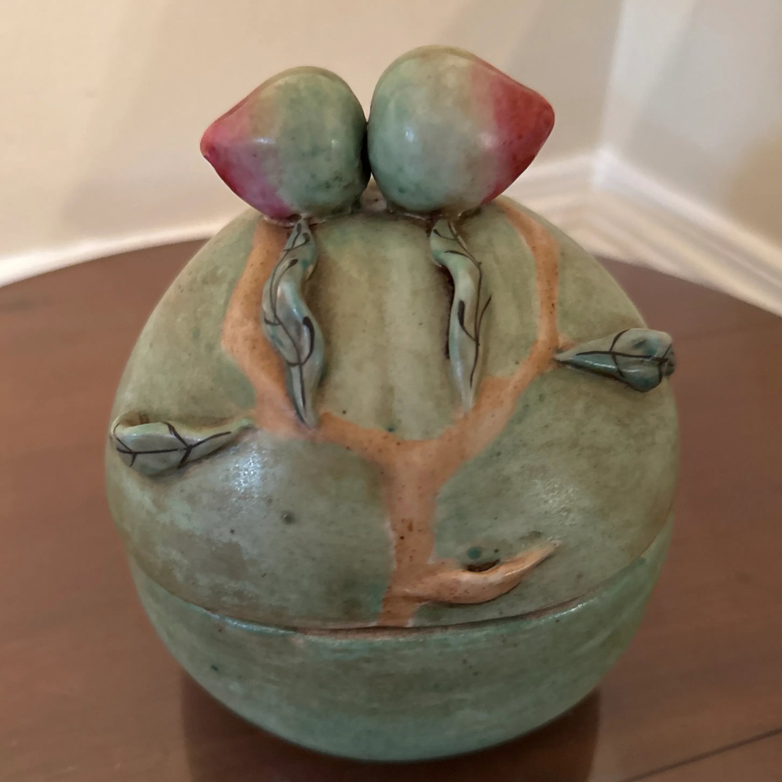Antique 19th Century Chinese Export Porcelain Altar Temple Fruit Offering Box Mango - 7