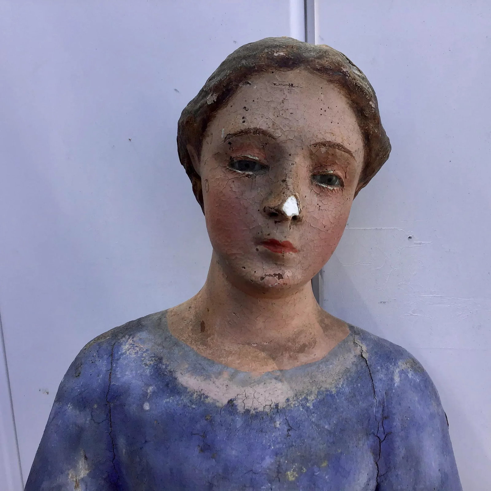 19th Century Vintage Spanish Colonial Wood Santo Saint Sculpture - 4