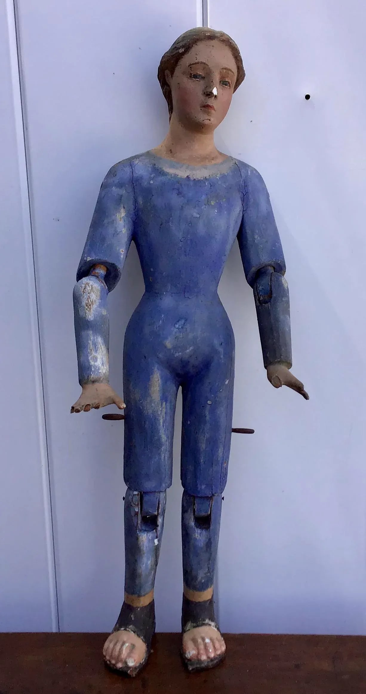 19th Century Vintage Spanish Colonial Wood Santo Saint Sculpture - 9