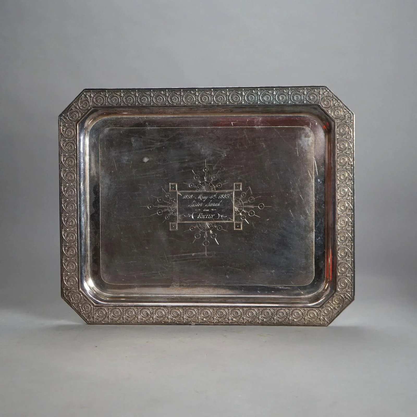 Antique 5 Piece Bailey & Brainard Egyptian Revival Silver Plate Tea Set Circa 1890 - 3