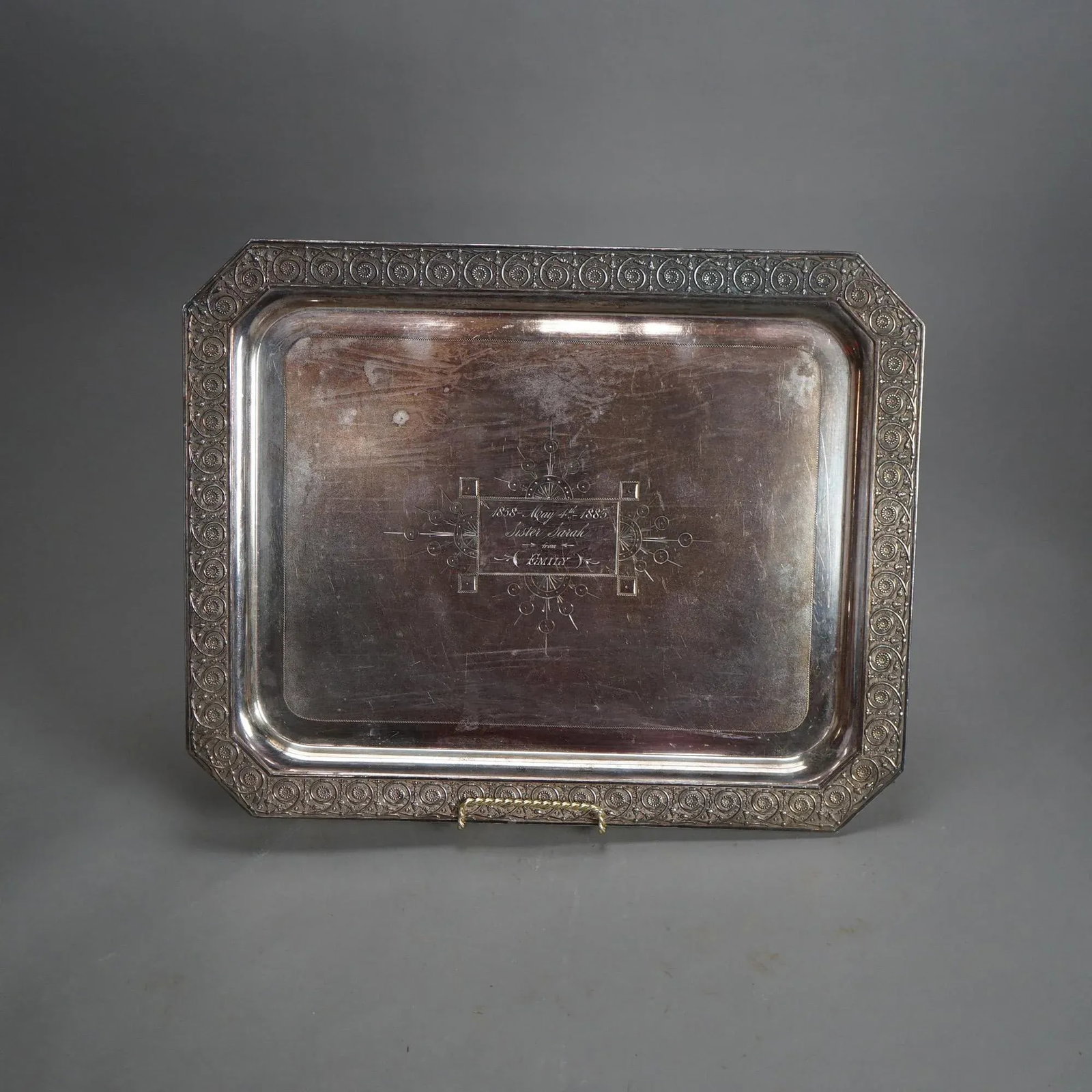Antique 5 Piece Bailey & Brainard Egyptian Revival Silver Plate Tea Set Circa 1890 - 4