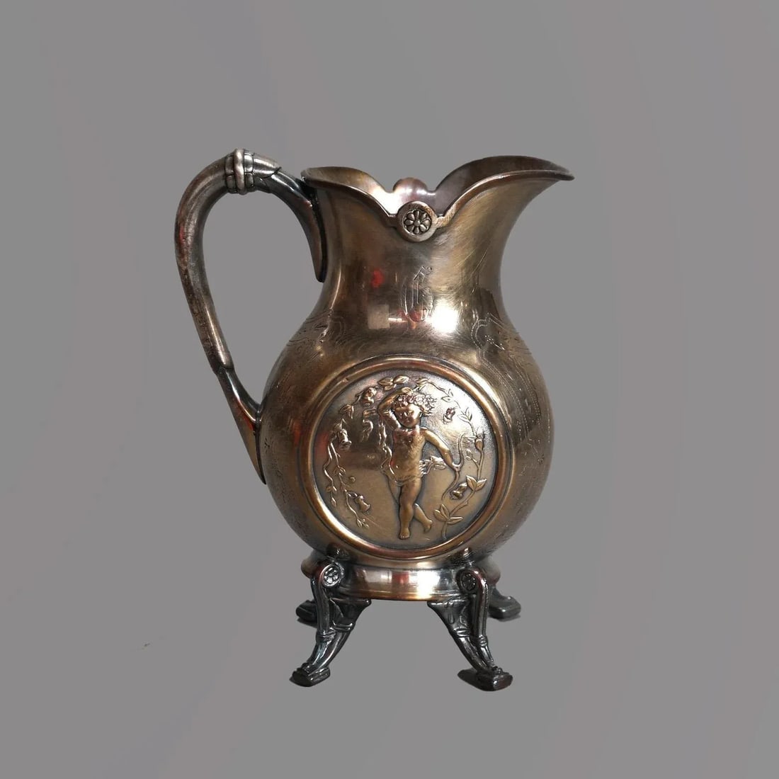 Antique 5 Piece Bailey & Brainard Egyptian Revival Silver Plate Tea Set Circa 1890 - 6