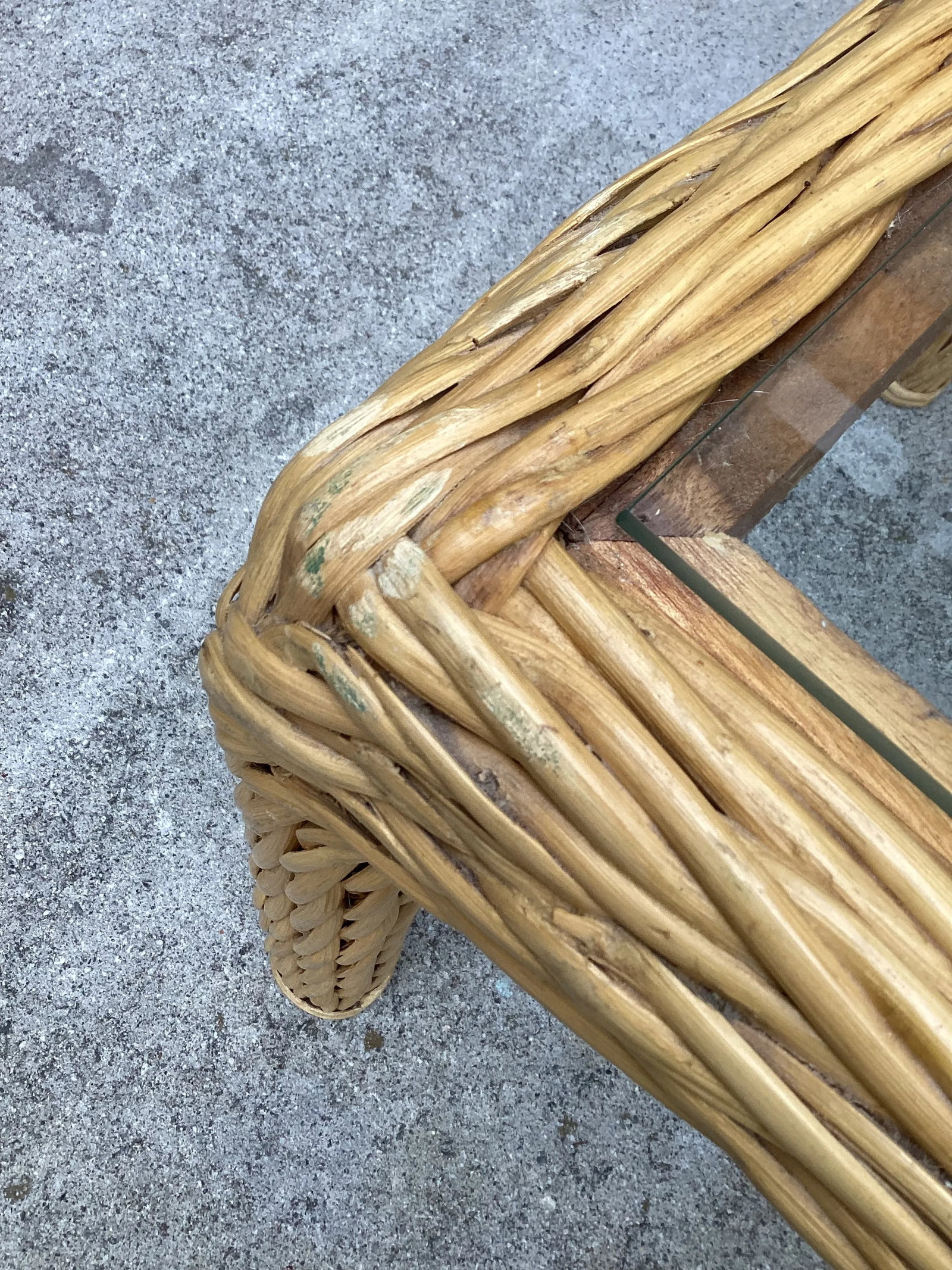 Pair of Mid Century Pencil Reed and Rattan Side Tables With Glass Tops - 8