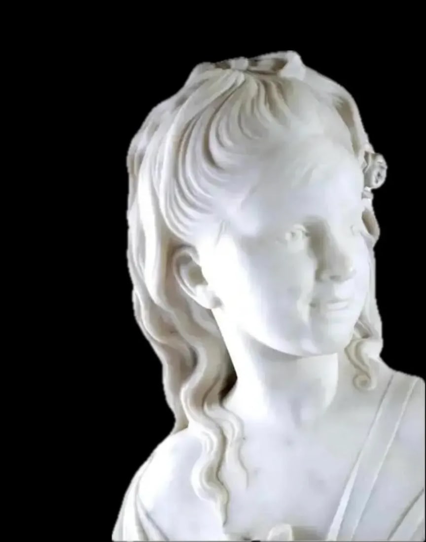European Marble Bust of a Young Girl - 4