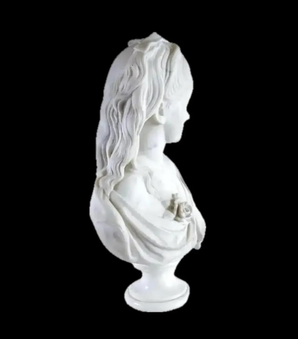 European Marble Bust of a Young Girl - 8