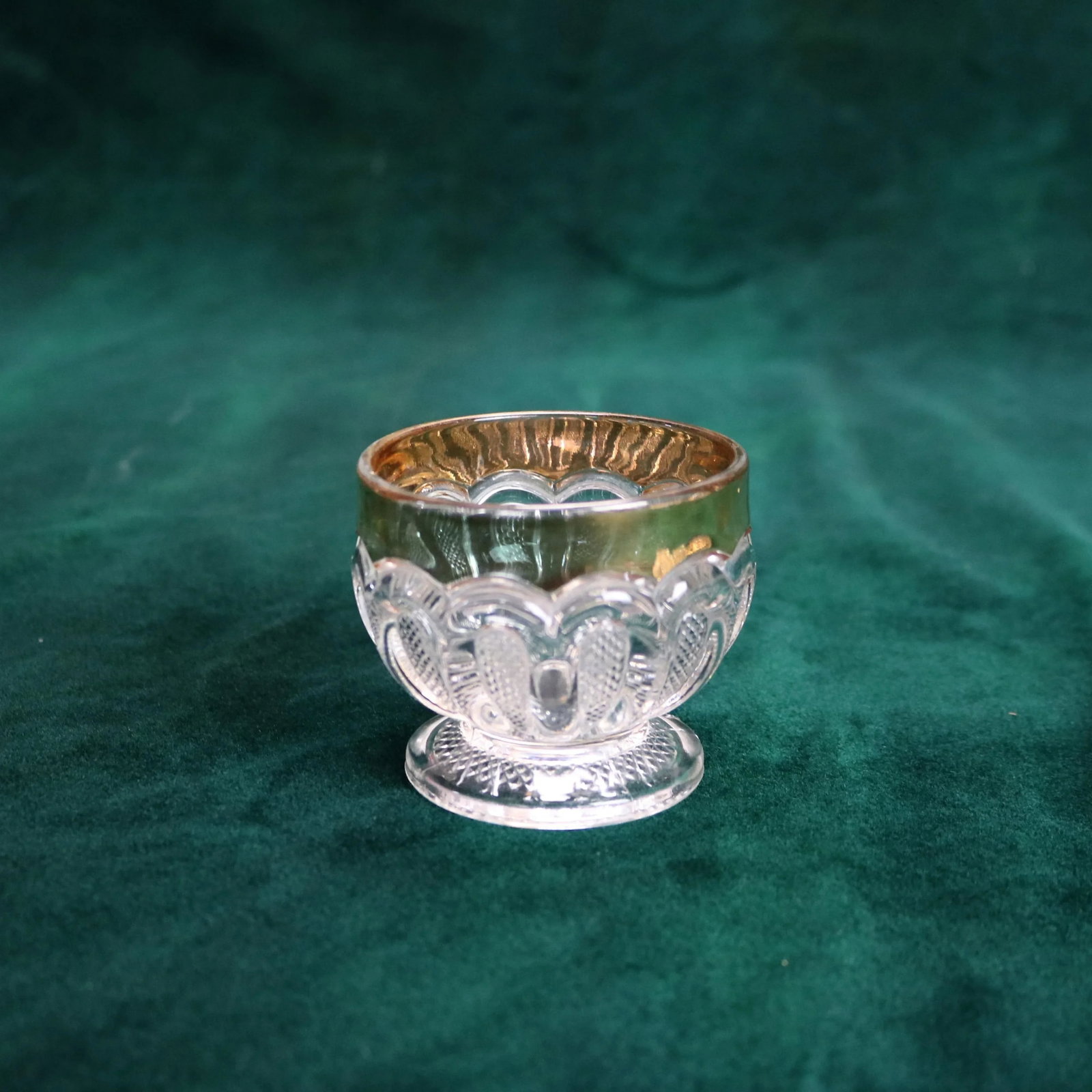 Circa 1930 Antique Gold Flashed Pressed Glass Dinner Set- 10 Pieces - 11