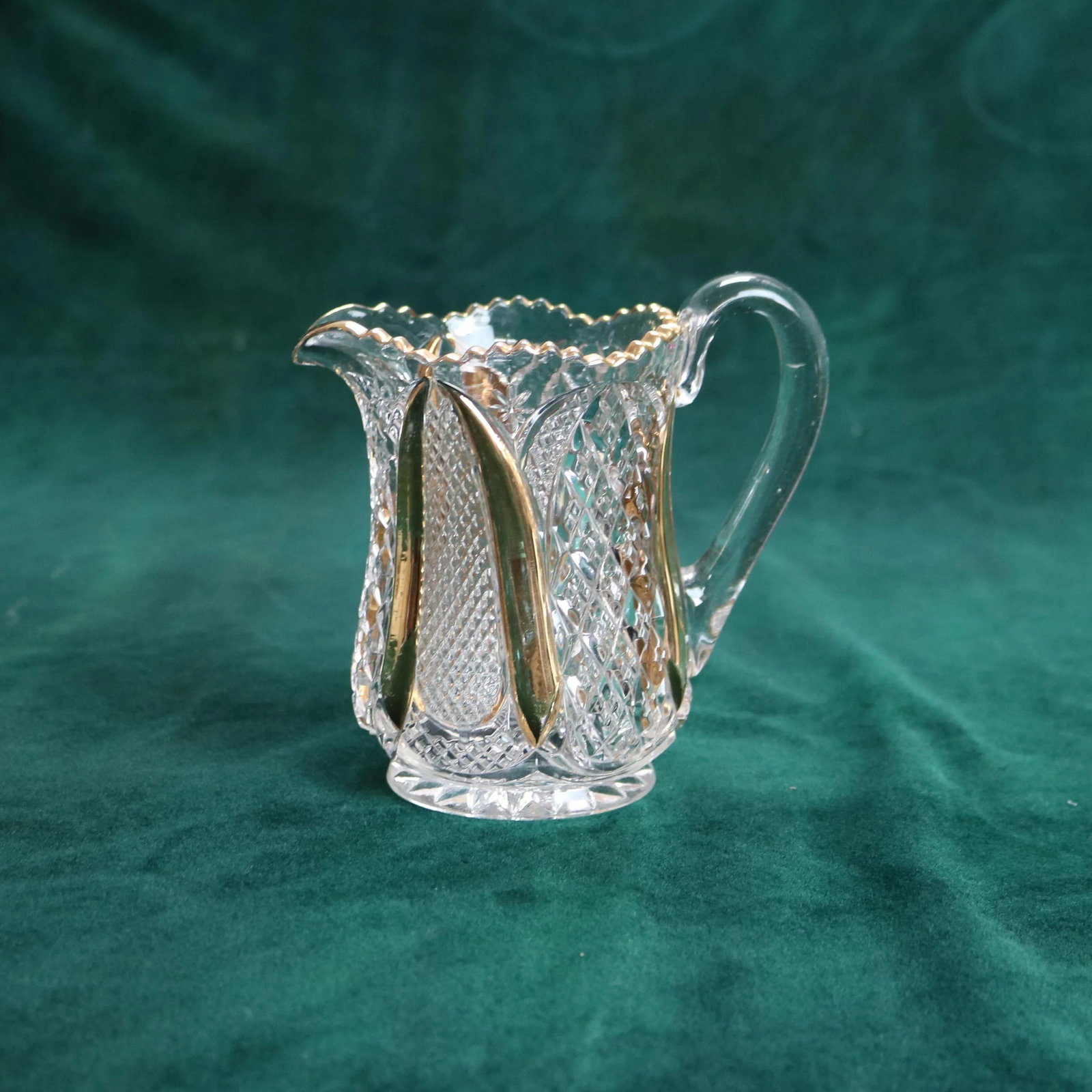 Circa 1930 Antique Gold Flashed Pressed Glass Dinner Set- 10 Pieces - 7