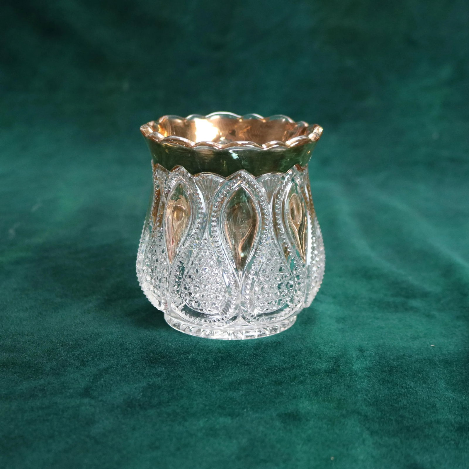 Circa 1930 Antique Gold Flashed Pressed Glass Dinner Set- 10 Pieces - 9