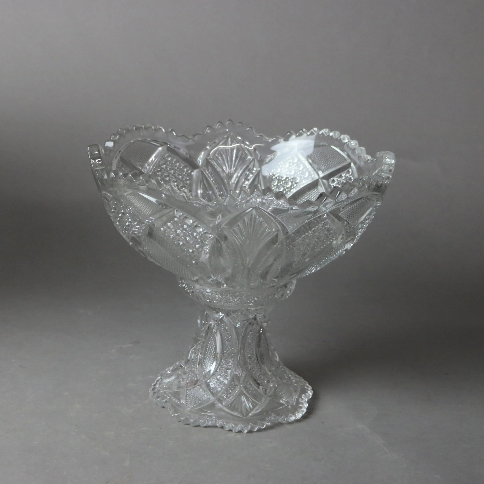 Circa 1920 Antique Pressed Glass Punch Bowls & Compote Set- 3 Pieces - 3