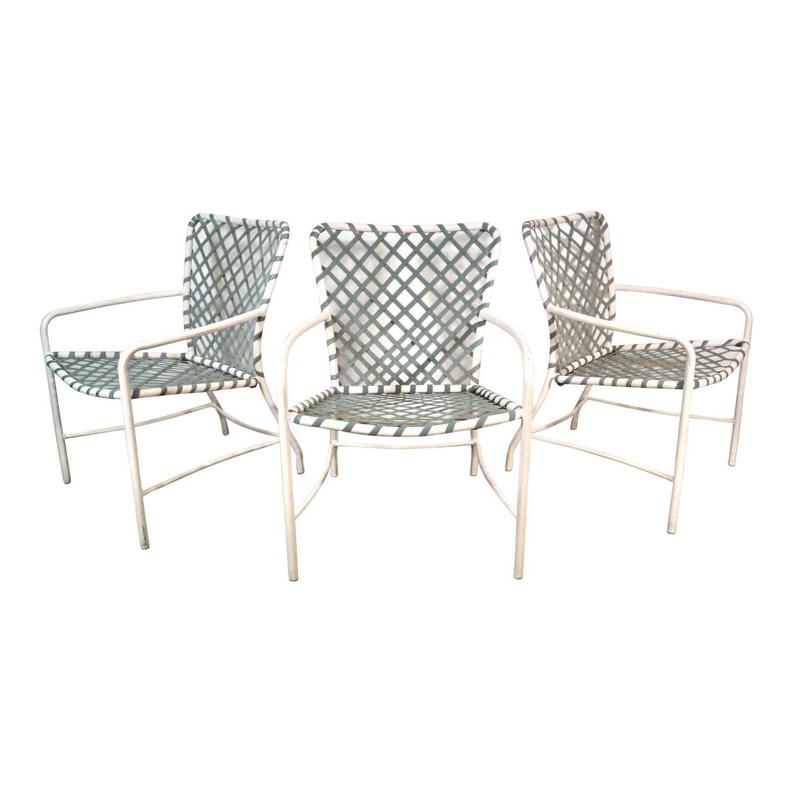 1970's Mid-Century Modern Brown Jordan Aluminum Patio Chairs - Set of 3: Set of three vintage Midcentury Modern patio arm chairs for sale. Manufactured in the 1970's by Brown Jordan, and are part of the Tamiami series. They are classic and collectible, and in excellent