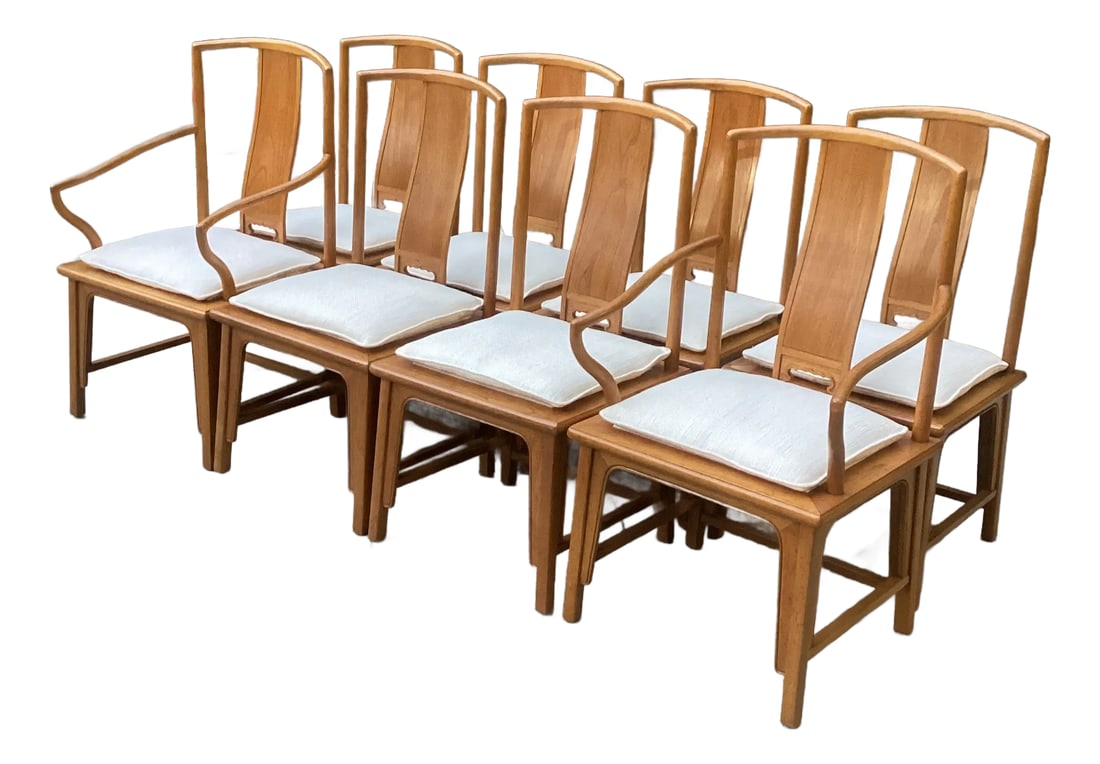 1980s Michael Taylor for Baker Furniture Company Light Finish Far East Collection Dining Chairs - Se (1 of 8)