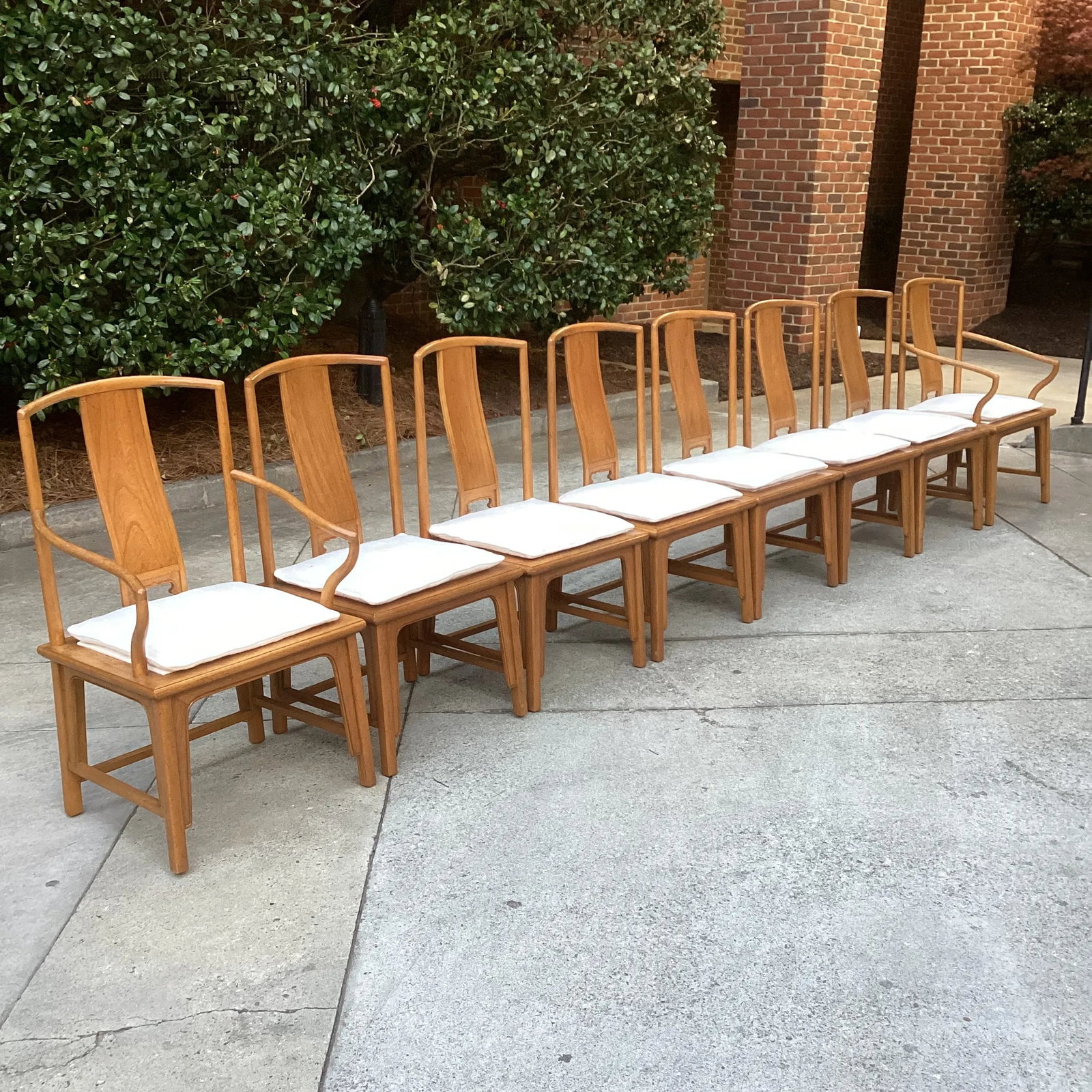 1980s Michael Taylor for Baker Furniture Company Light Finish Far East Collection Dining Chairs - Se - 4