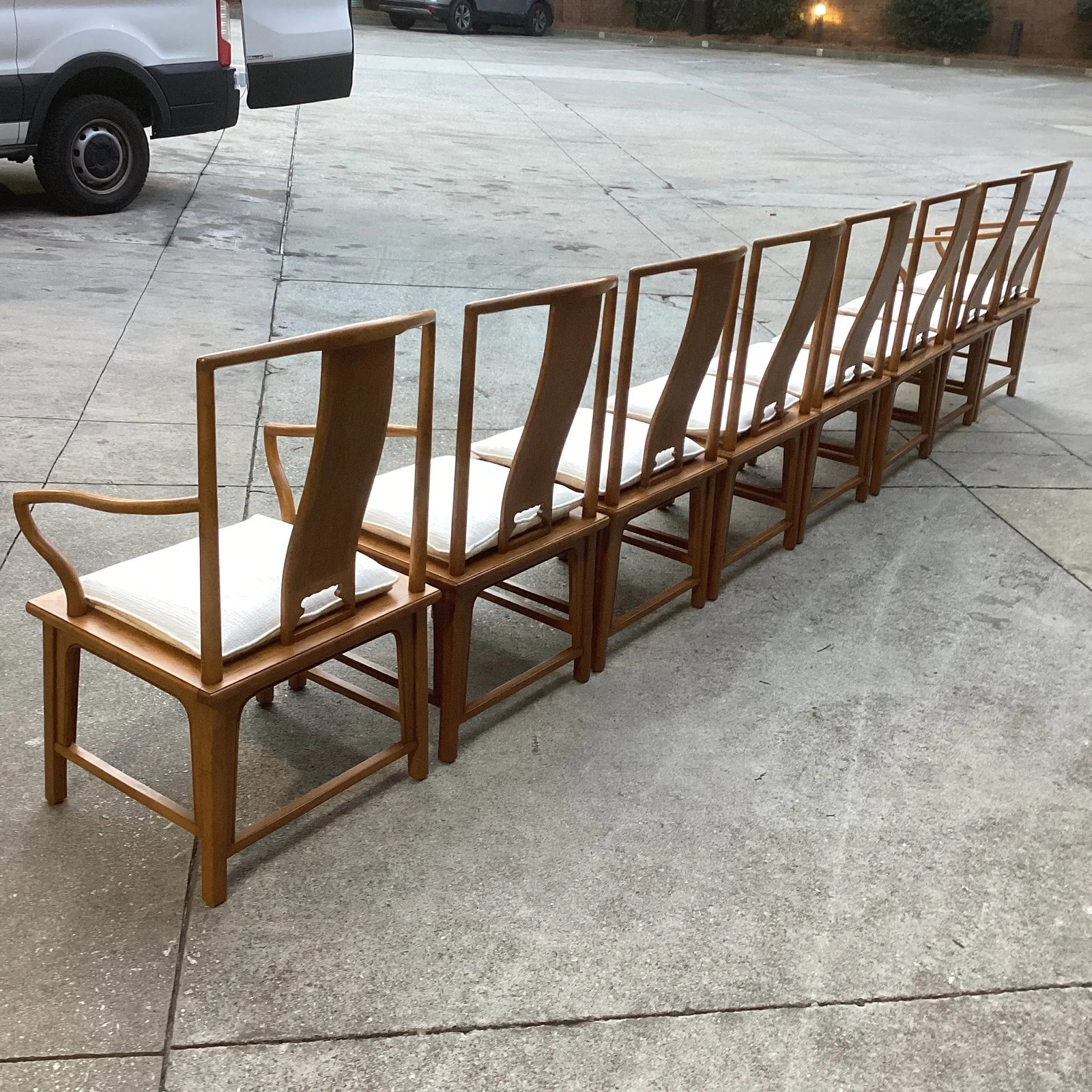 1980s Michael Taylor for Baker Furniture Company Light Finish Far East Collection Dining Chairs - Se - 5