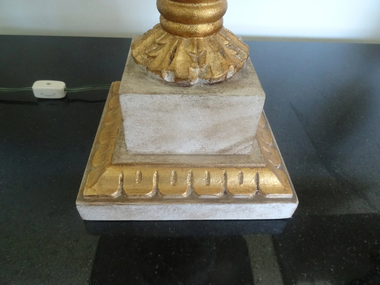 Vintage Gilt and Pickled Wood Carved Lamps - a Pair - 3