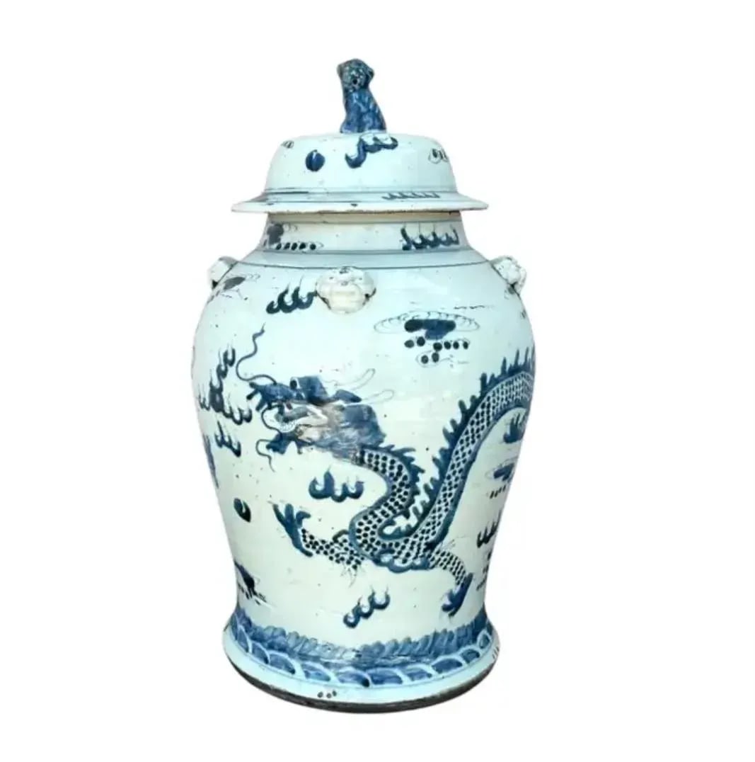 Chinese Blue and White Chinese Porcelain Jars With Lids - A Pair - 7