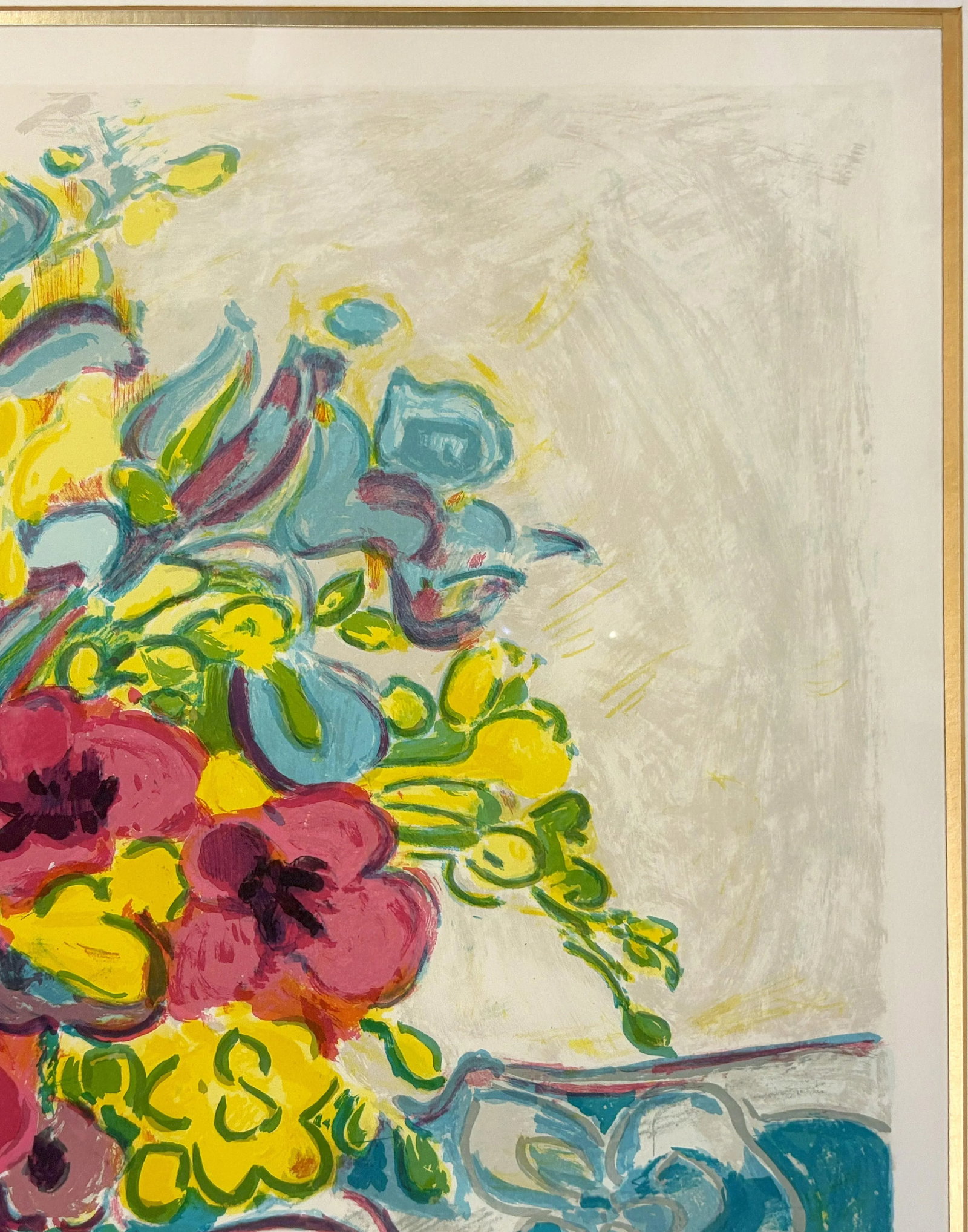 Signed and Numbered Lithograph by Gerard Viellevie (French, 1939-1992) Titled 'Bouquet of Anemones' - 5