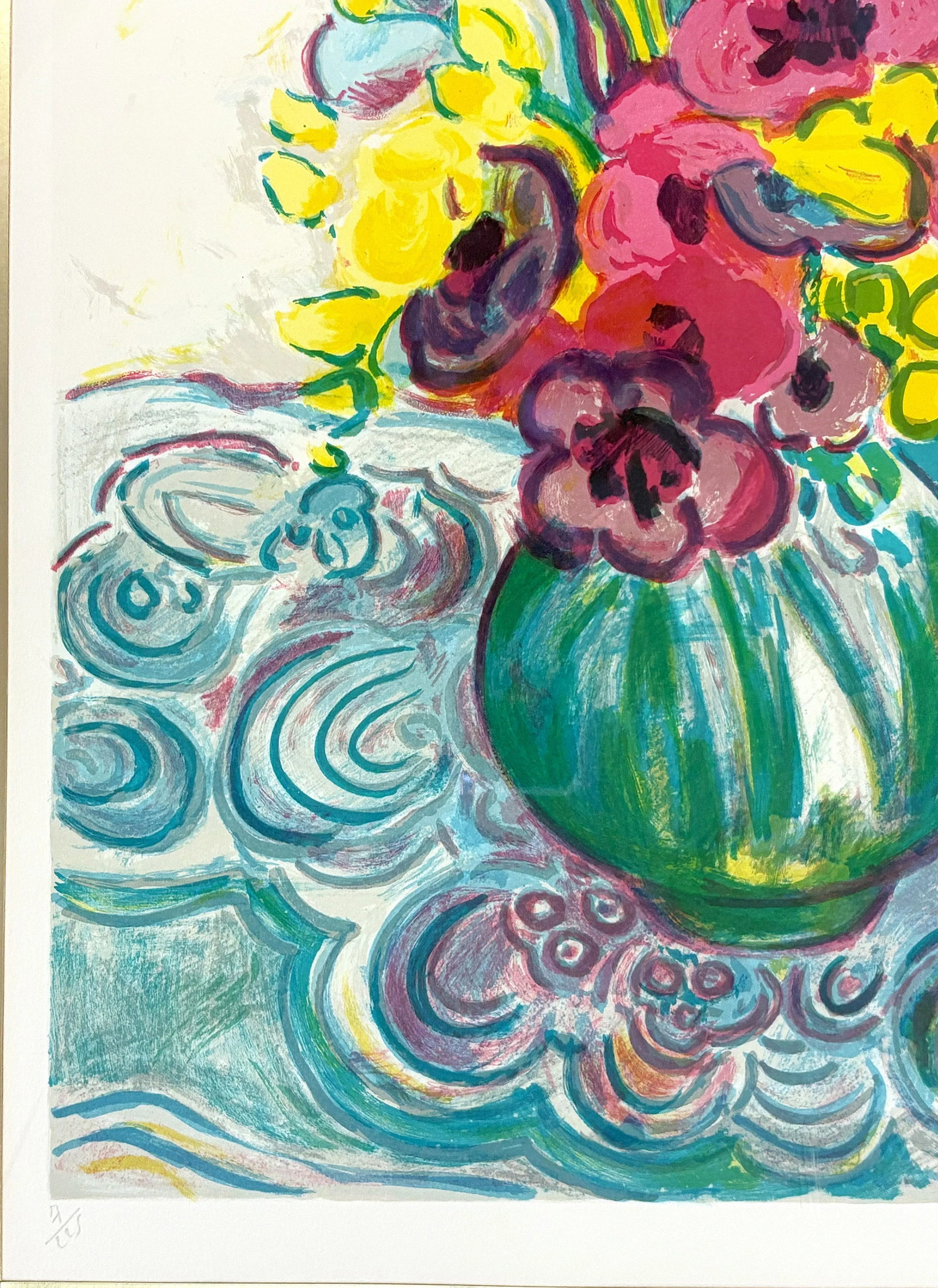 Signed and Numbered Lithograph by Gerard Viellevie (French, 1939-1992) Titled 'Bouquet of Anemones' - 6