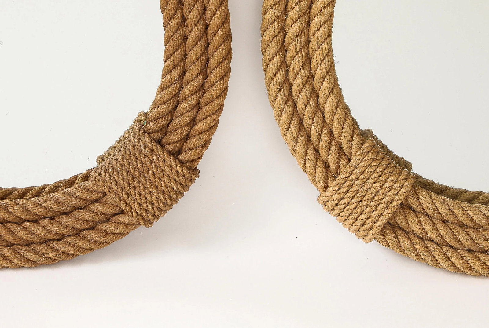 Pair of Audoux Minet Round Wall Rope Mirrors, France 1960s - 8