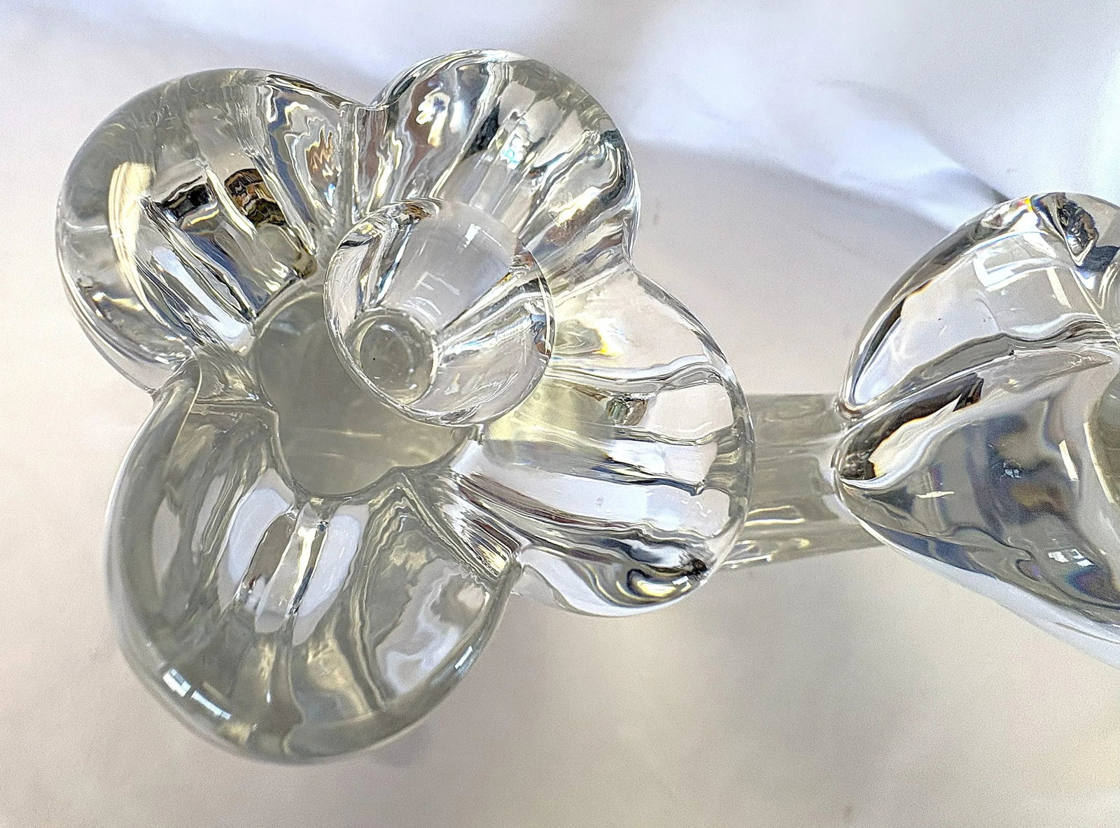 Vintage Baccarat France Clover Diomede 7" Tall Heavy Crystal Candlesticks - A Pair - 11