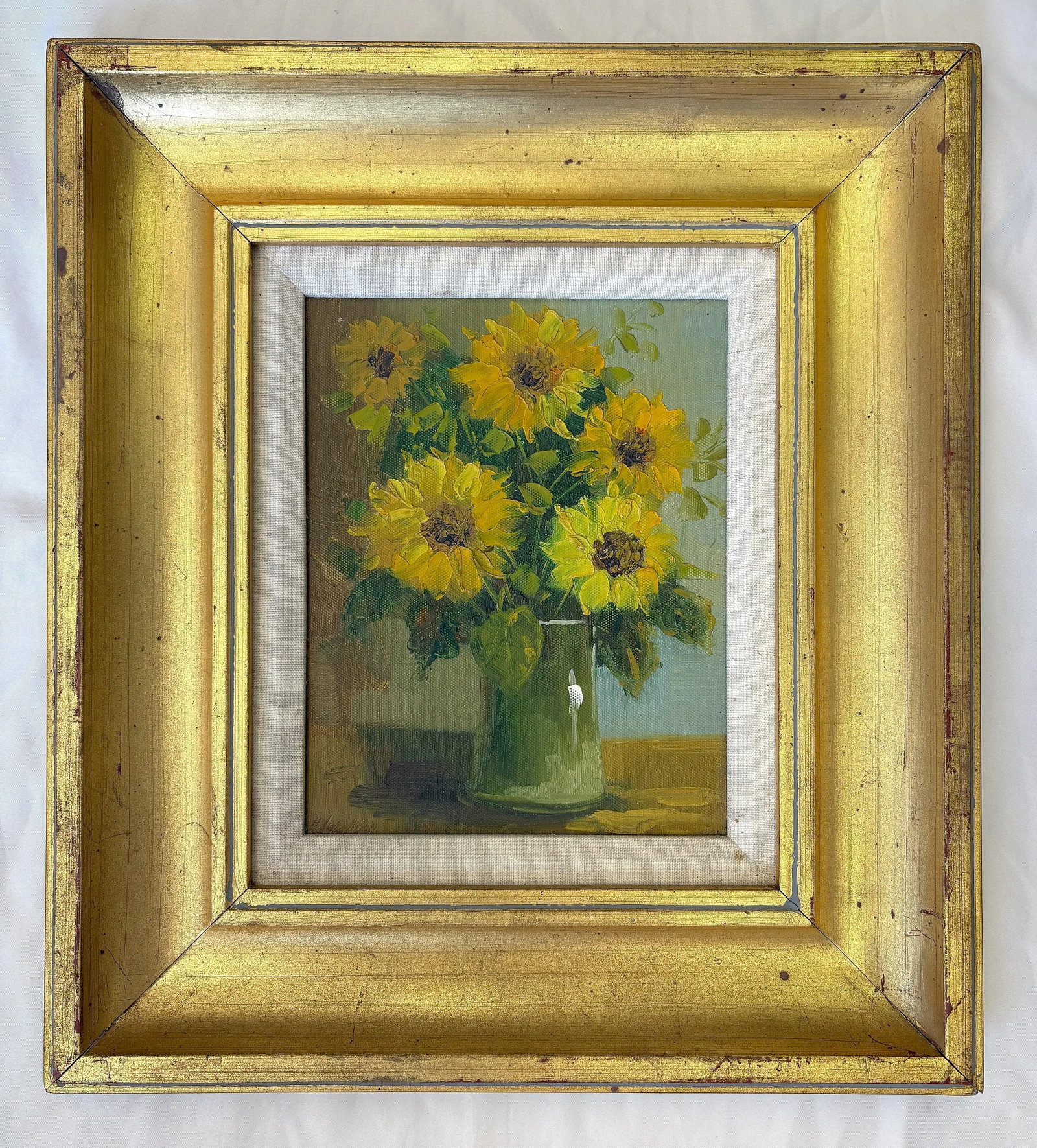 Original Signed and Framed Still Life Oil Painting on Canvas 'Sunflowers' - 10
