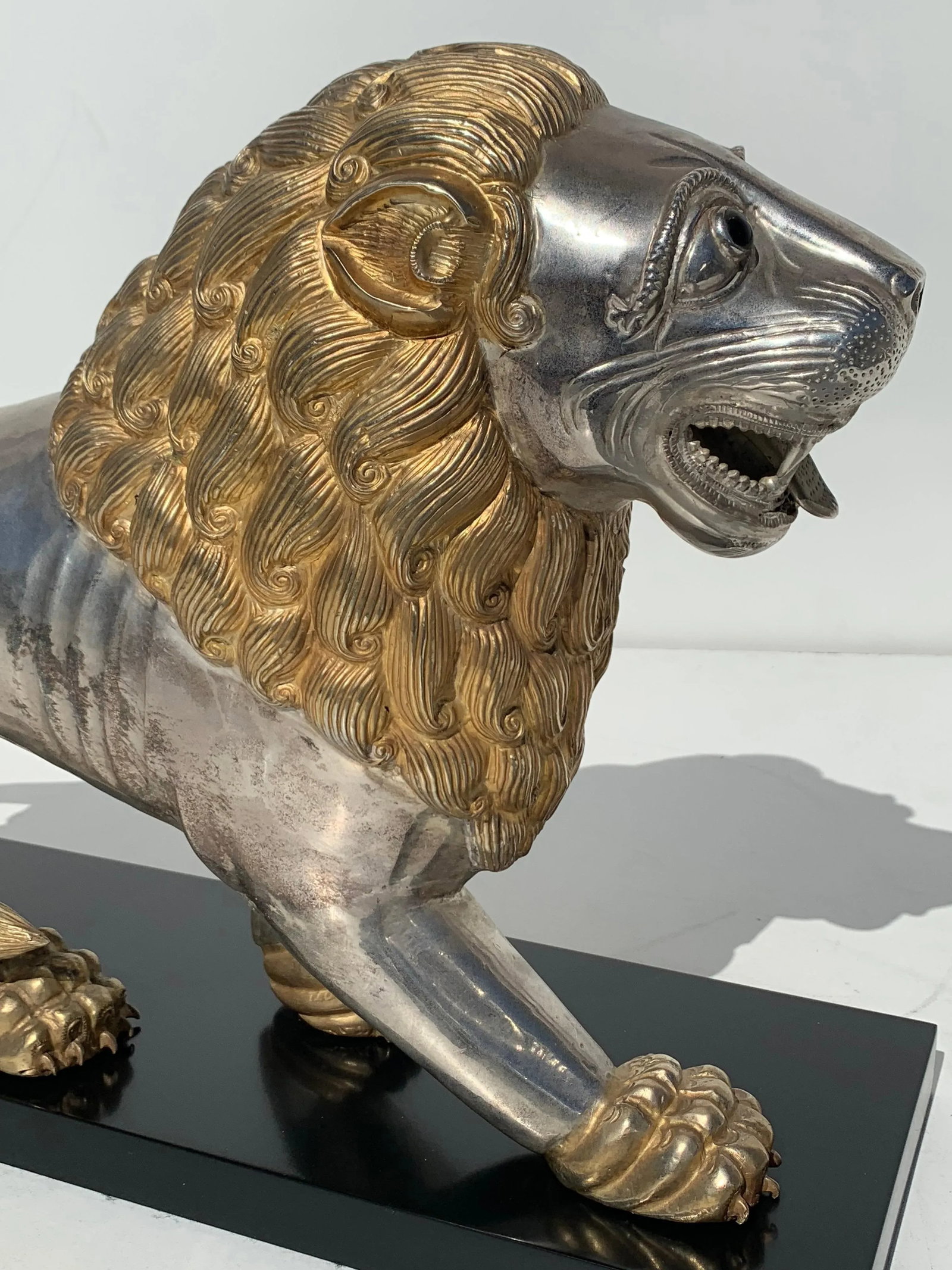 Silvered Brass Lion Sculptures Bookends - a Pair - 10