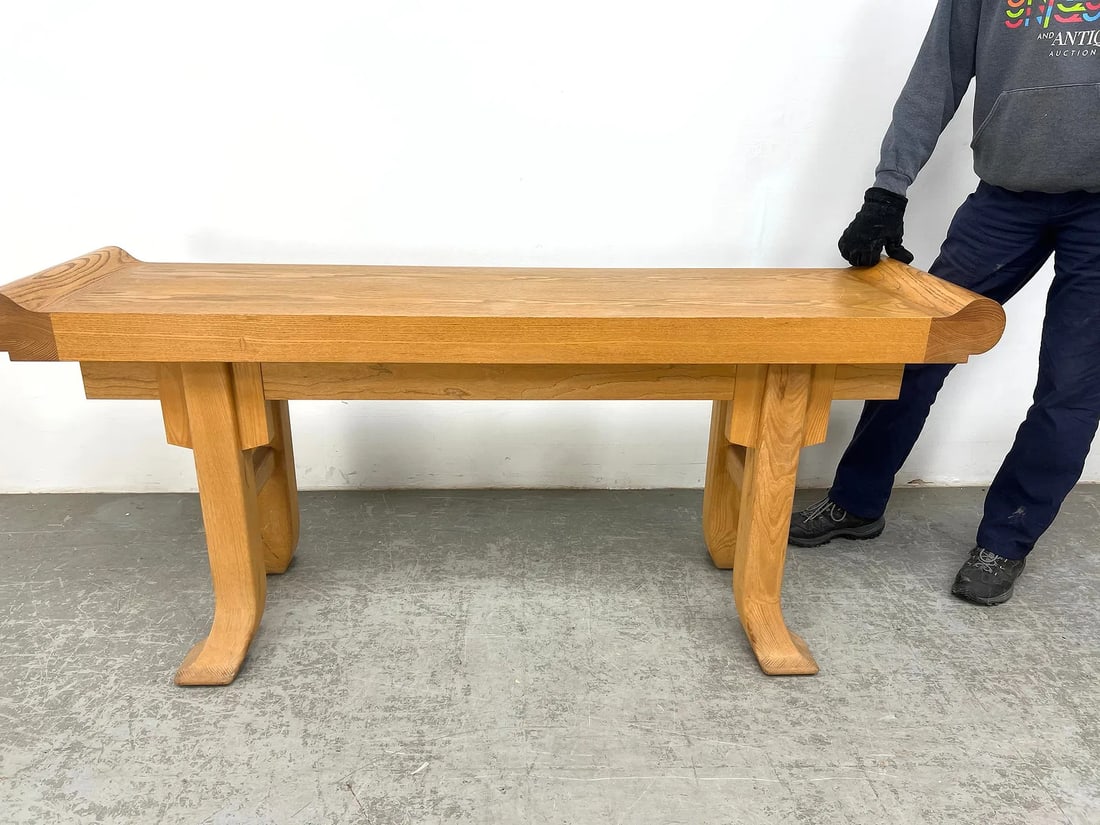 Vintage Asian Style Solid Oak Altar Console Table - 5