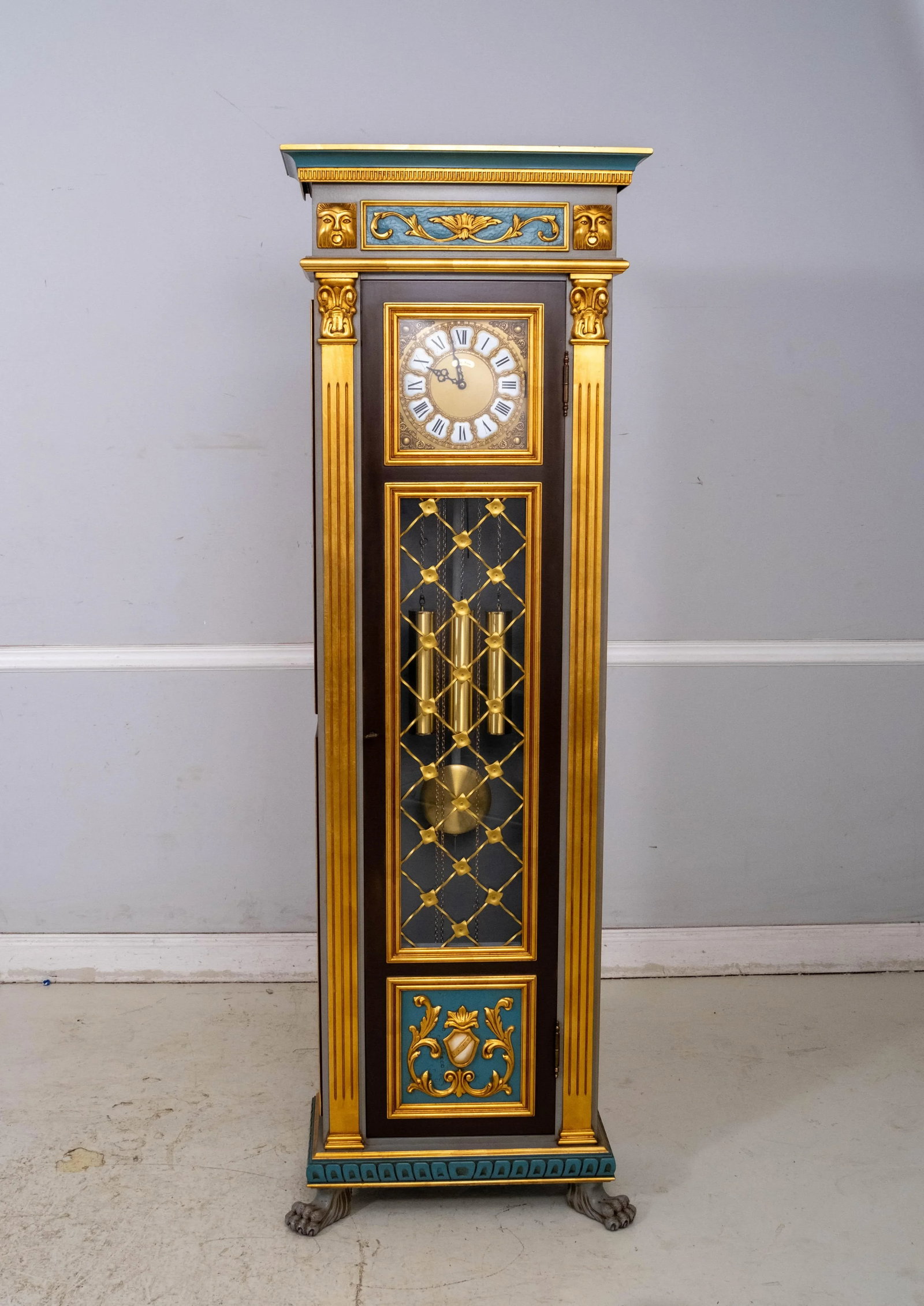 Italian Polychrome Paint Decorated Grandfather Clock - 2