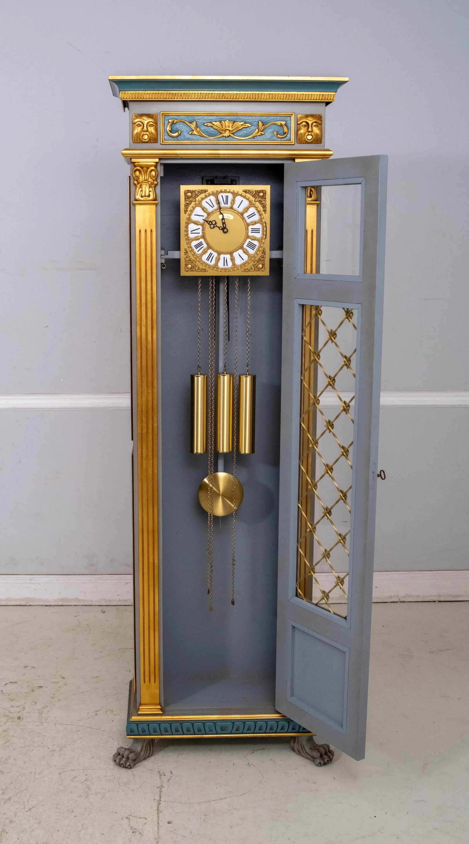 Italian Polychrome Paint Decorated Grandfather Clock - 3